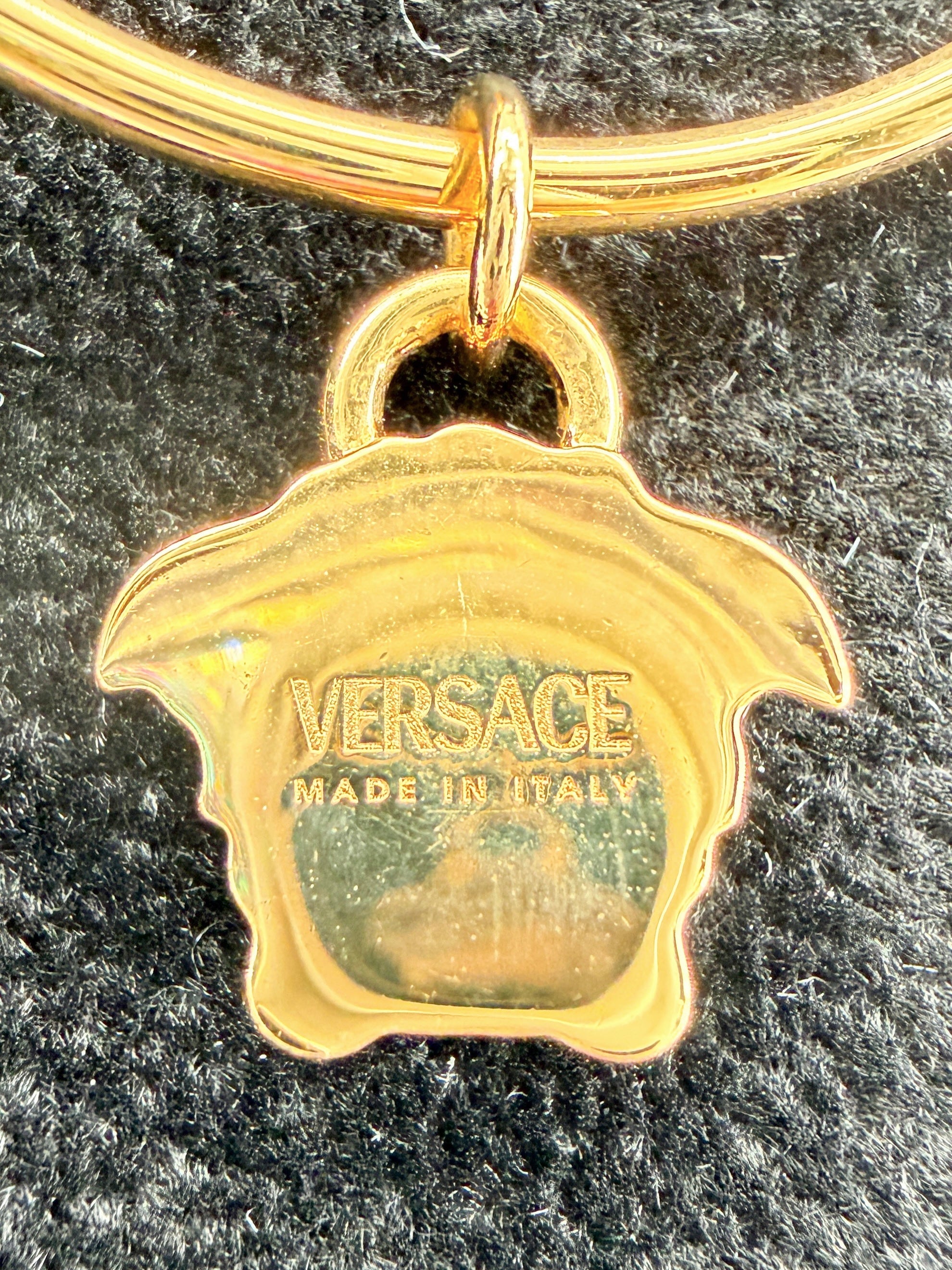 Versace gold tone Tribute Medusa charm hoop earrings