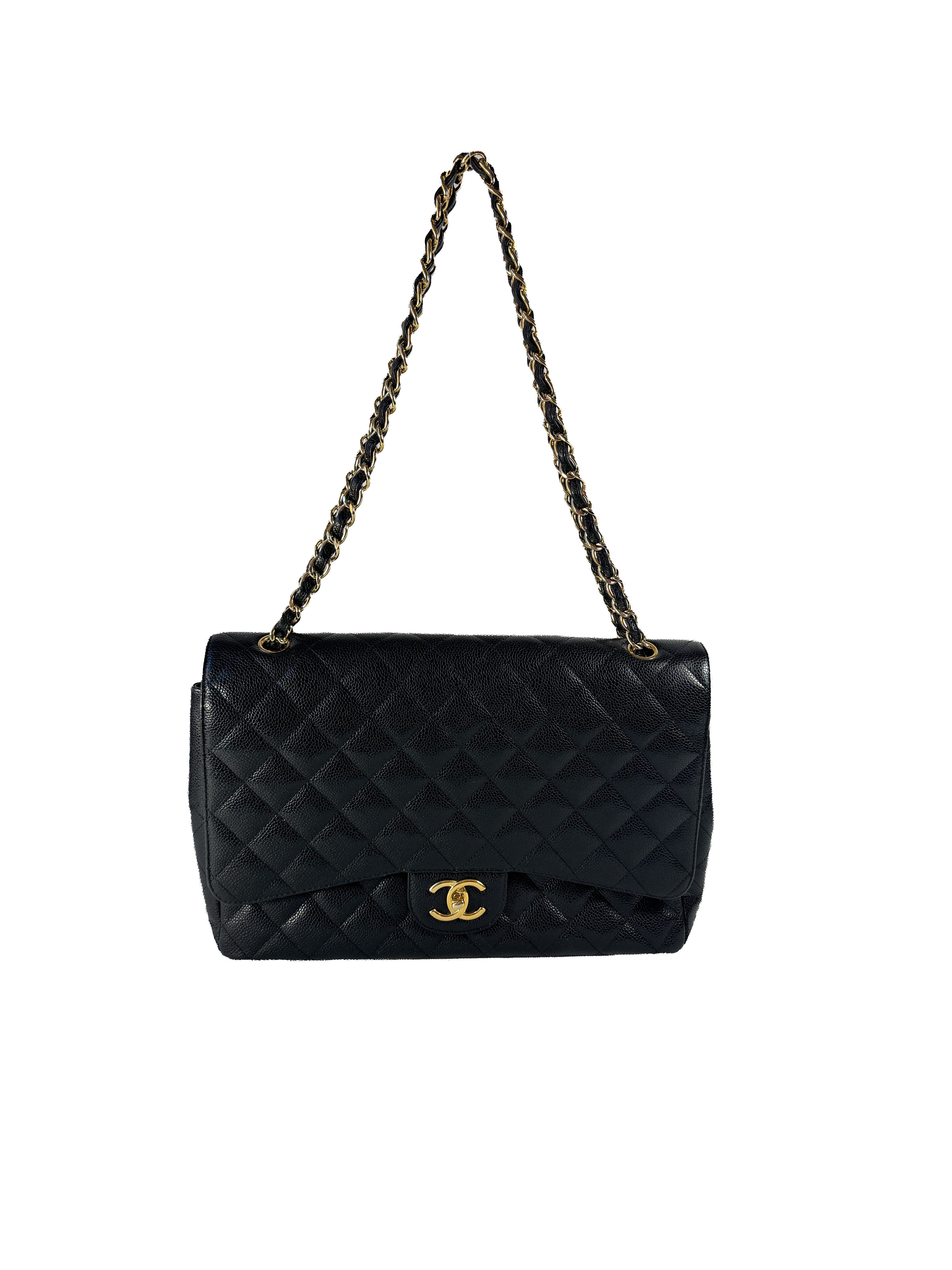 Chanel black maxi double flap Caviar 15369670