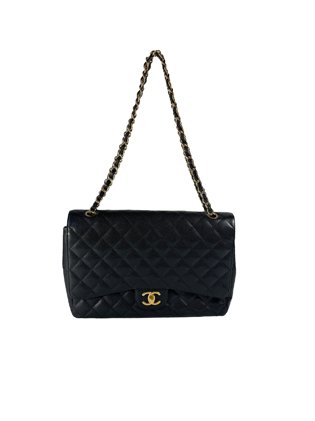 Chanel black maxi double flap Caviar 15369670