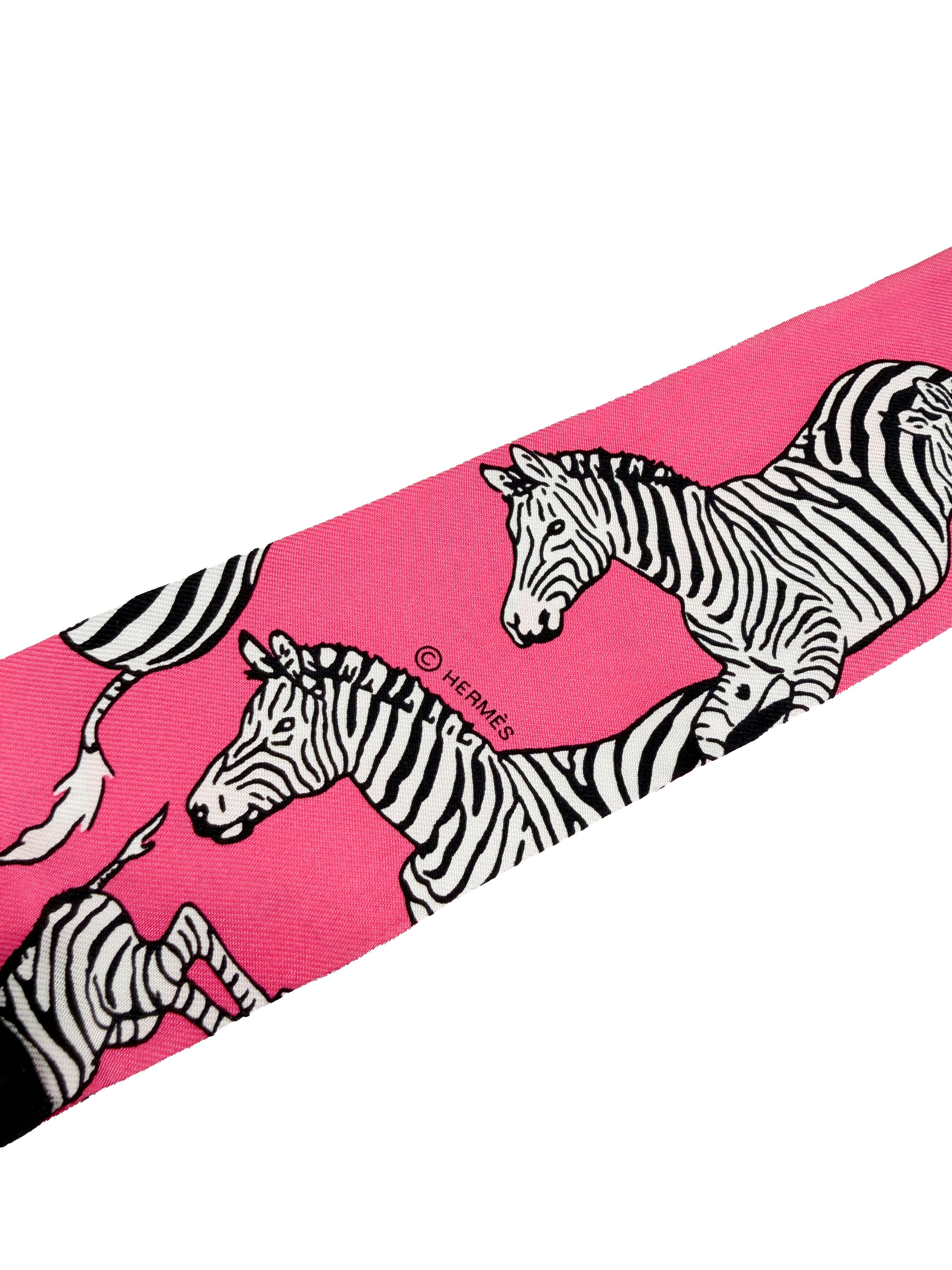 Hermès Les Zebra twilly pink