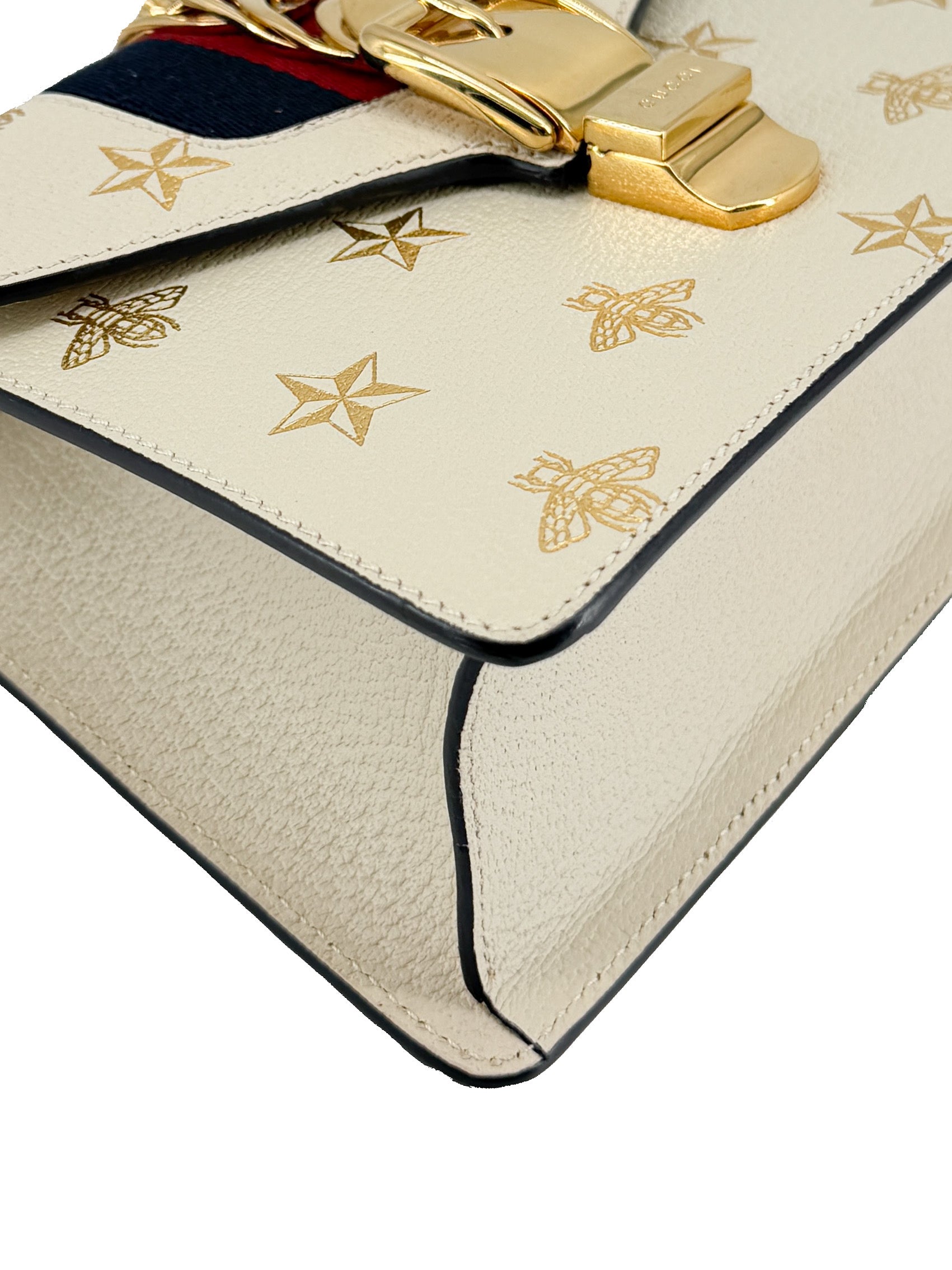 Gucci Sylvie mini bee star top handle bag 470270 486628