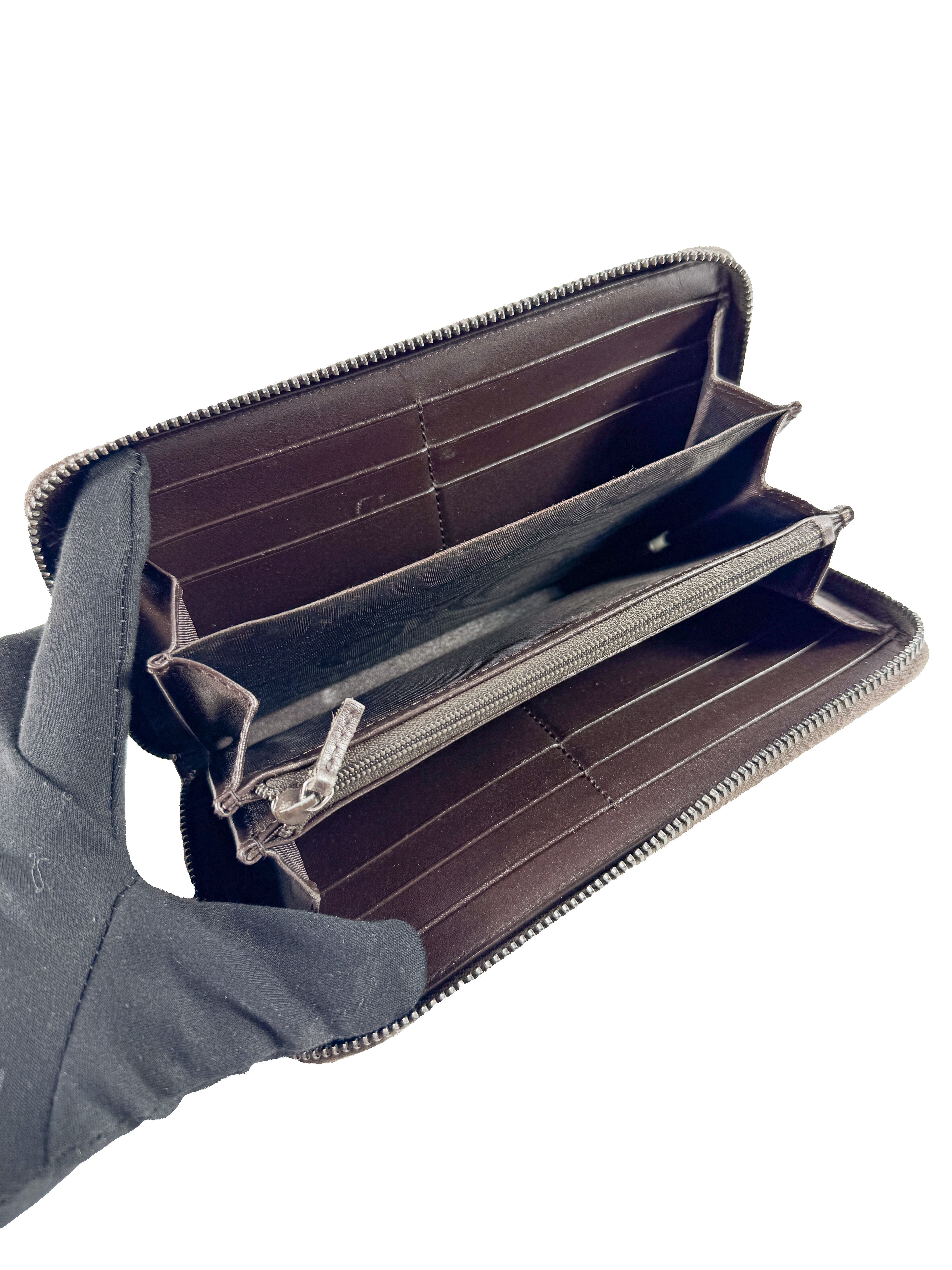 Gucci dark brown Guccissima zip around wallet  307987-525040