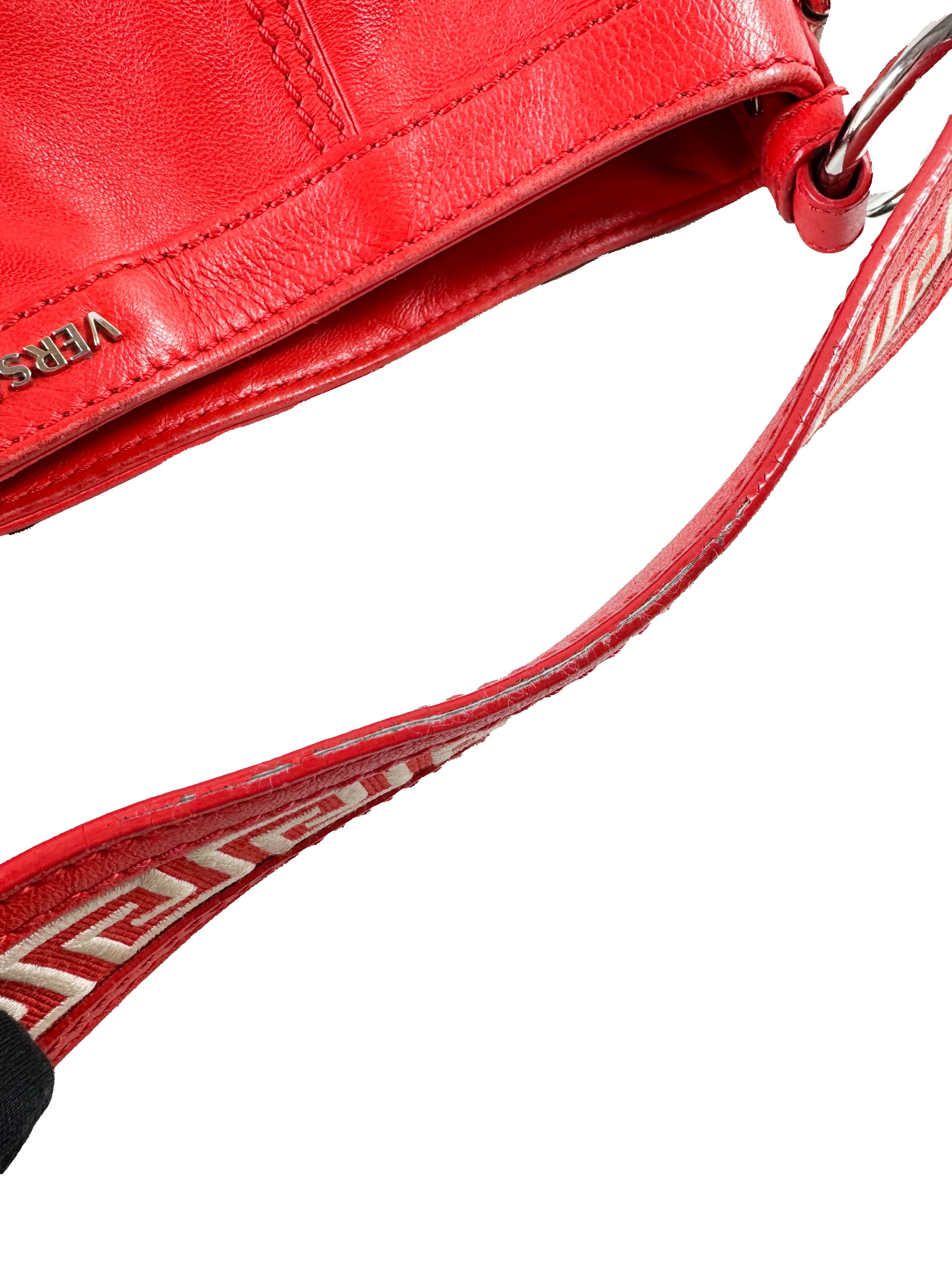 Versace red leather shoulder bag