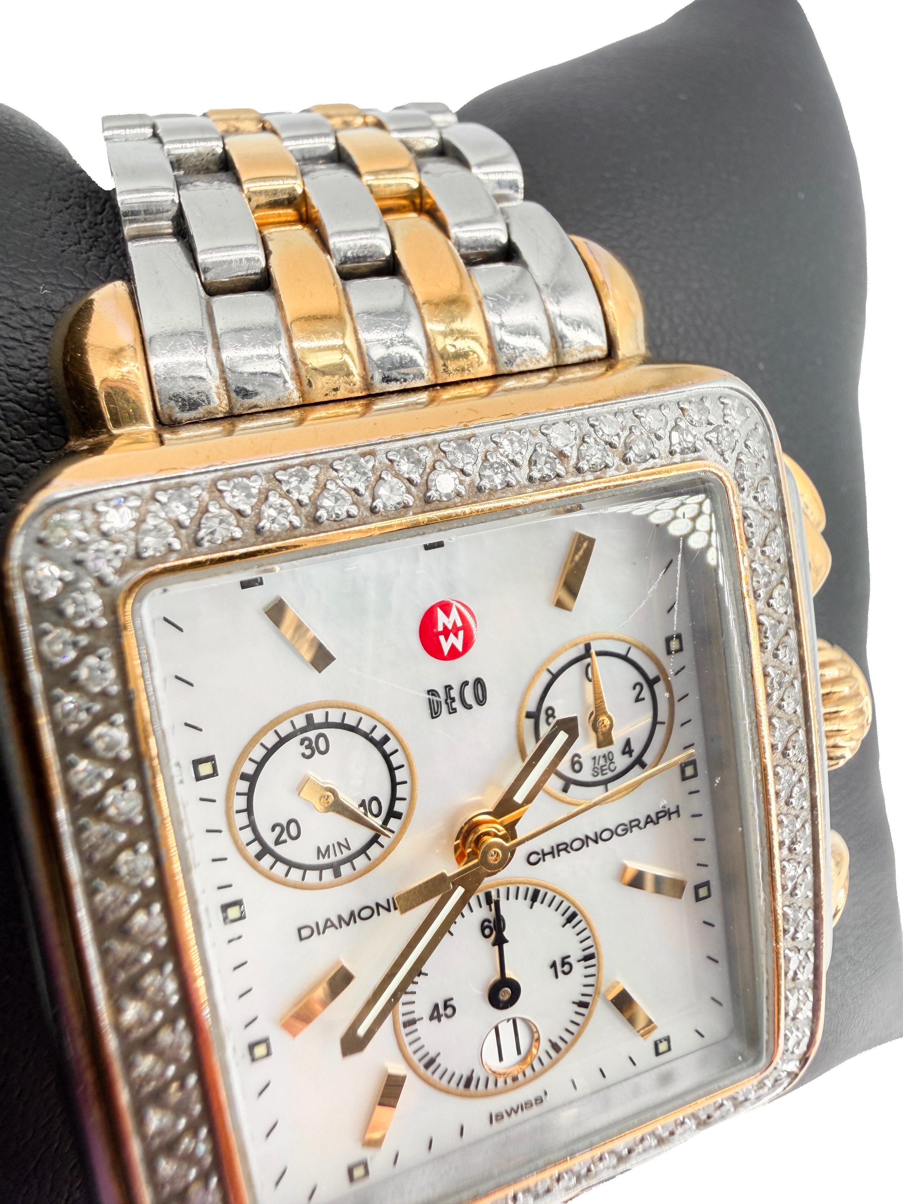 Michele Deco Chronograph two tone diamond 33MM watch B73808SS