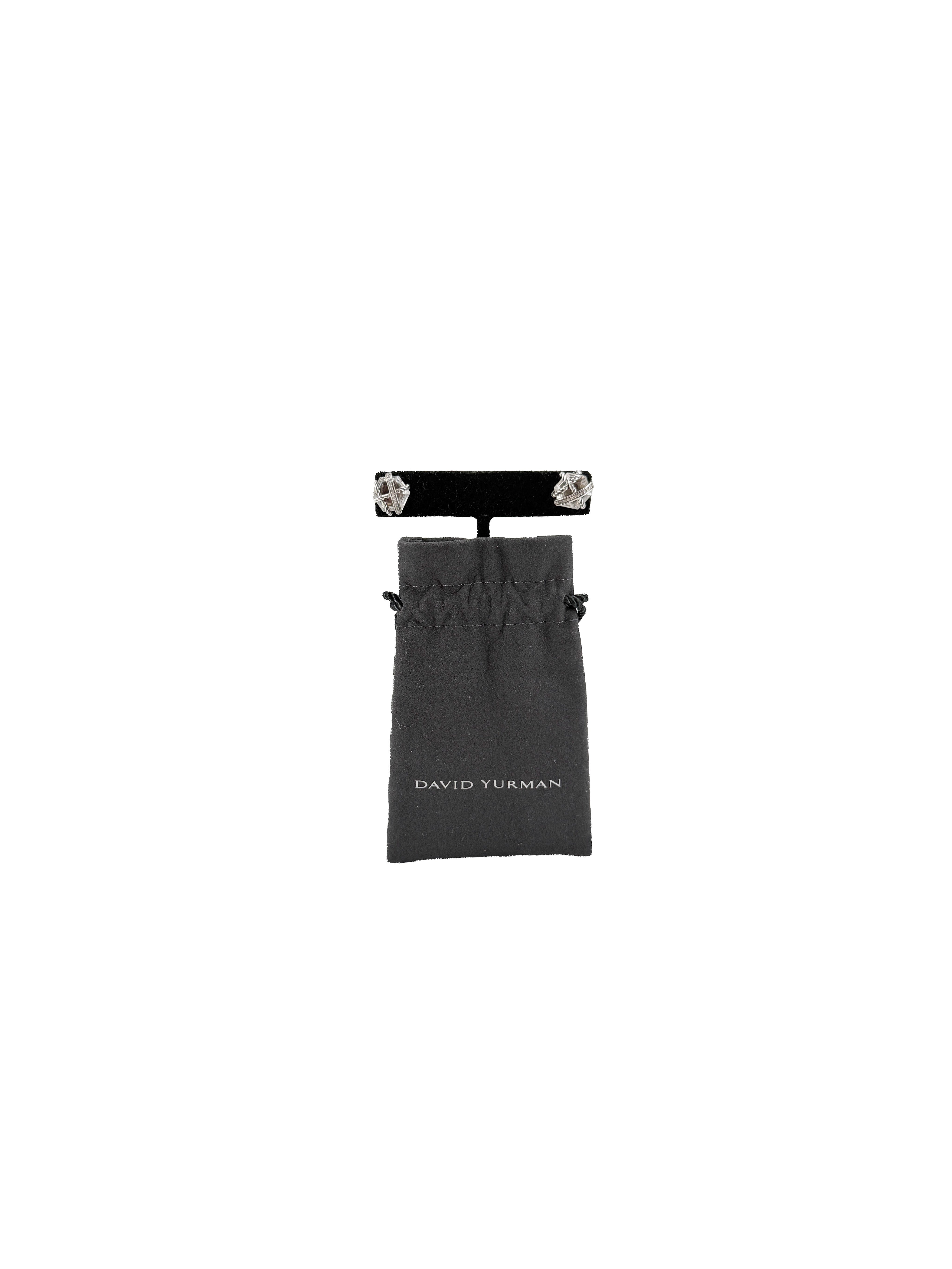 David Yurman sterling silver, crystal, diamonds 11MM wrap earrings