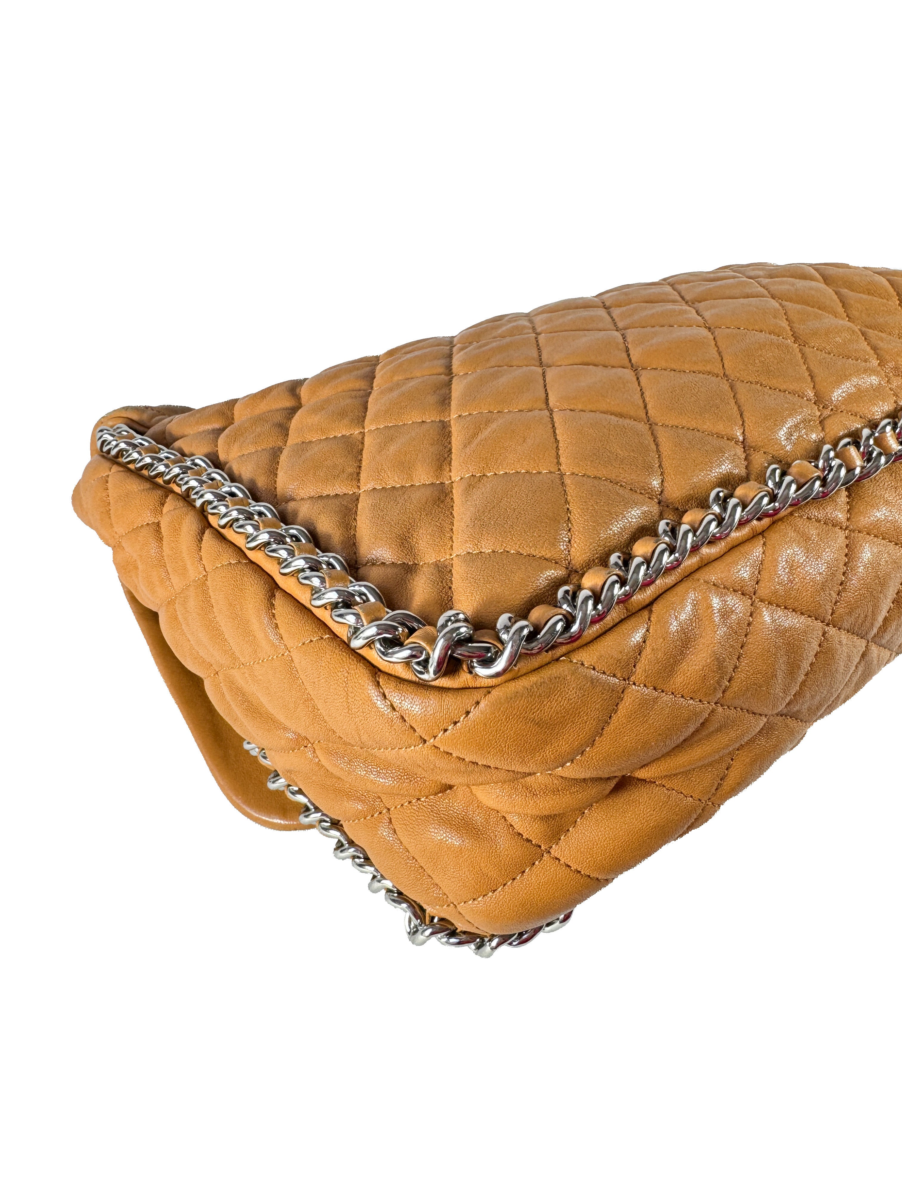 Chanel brown quilted chain around maxi flap shoulder bag 17236173