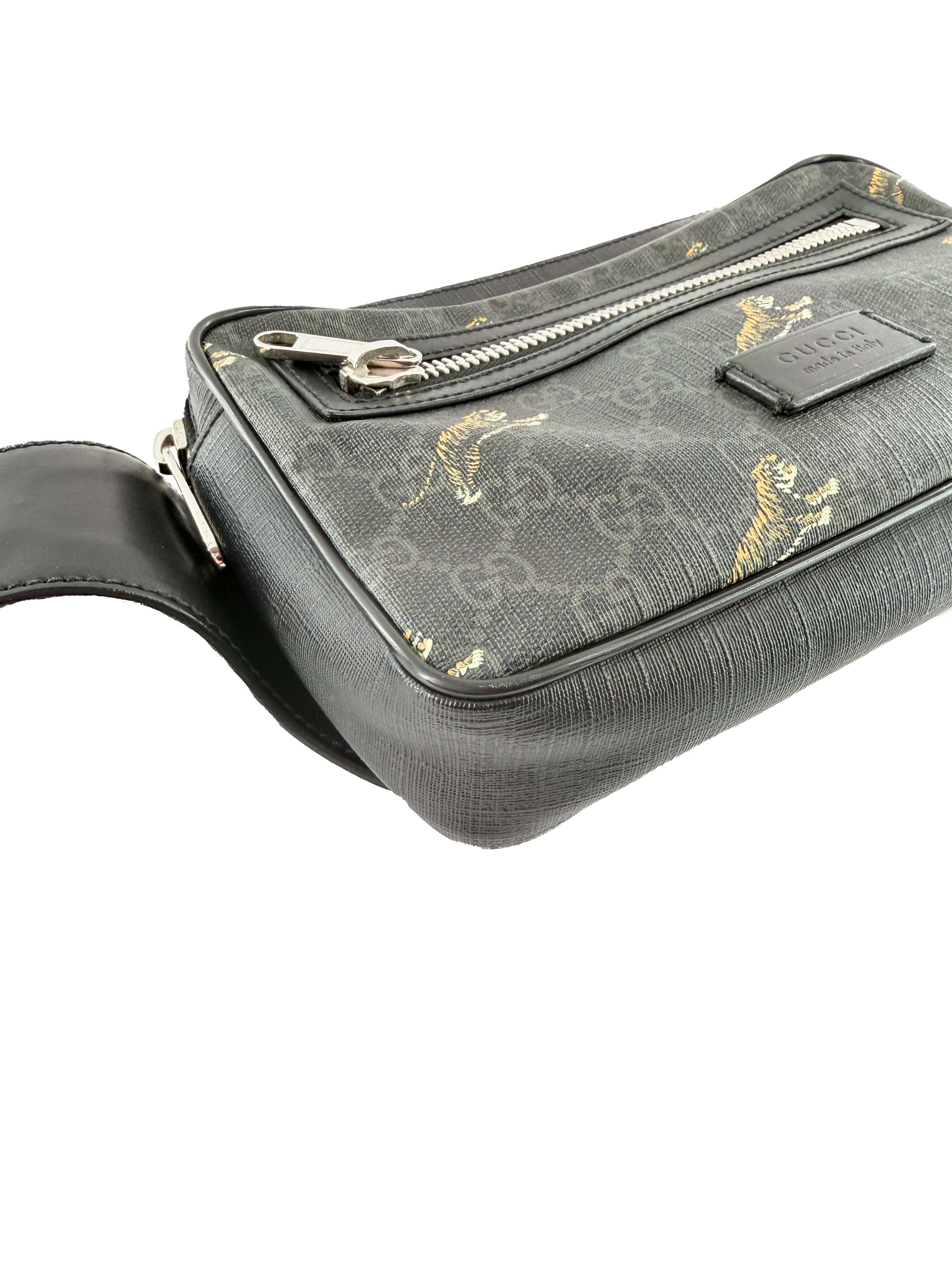 Gucci black GG supreme Tiger belt bag 474293 520931