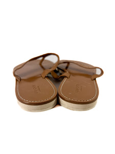 Gucci brown leather croc embossed thong flip flops size 7.5