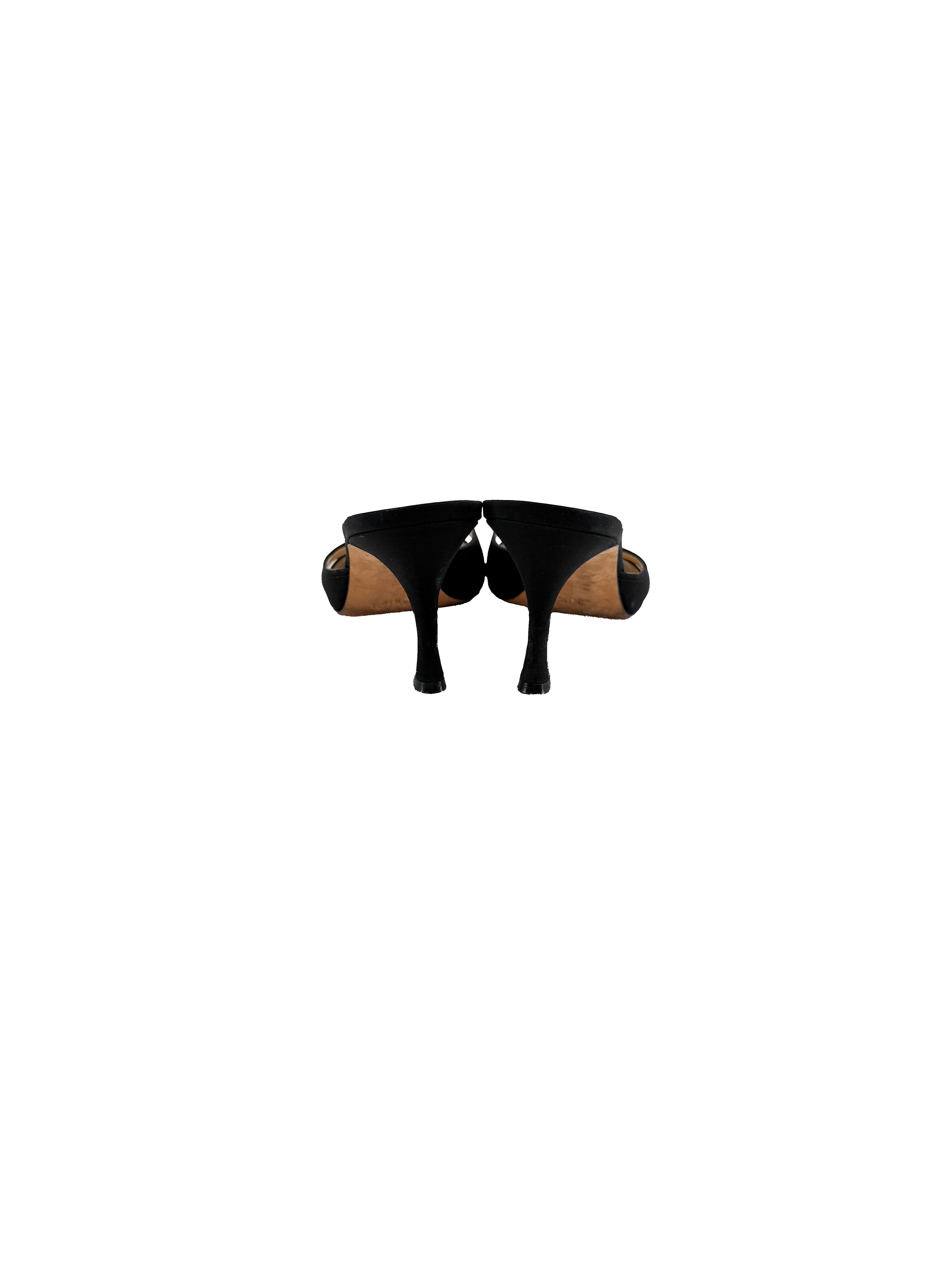 Manolo Blahnik black vintage heeled slides size 38.5