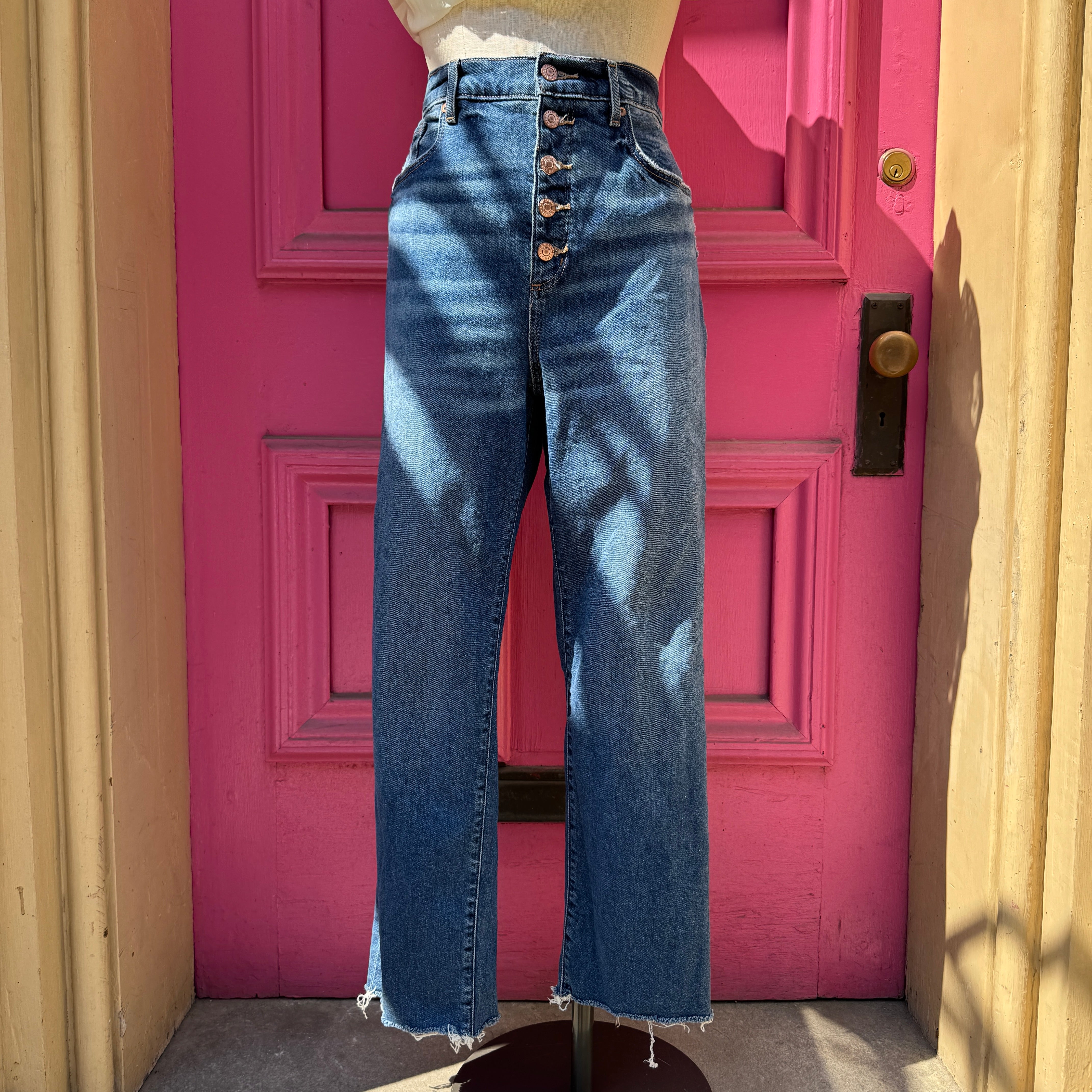 Ann Taylor LOFT the straight frayed hem jeans size 12