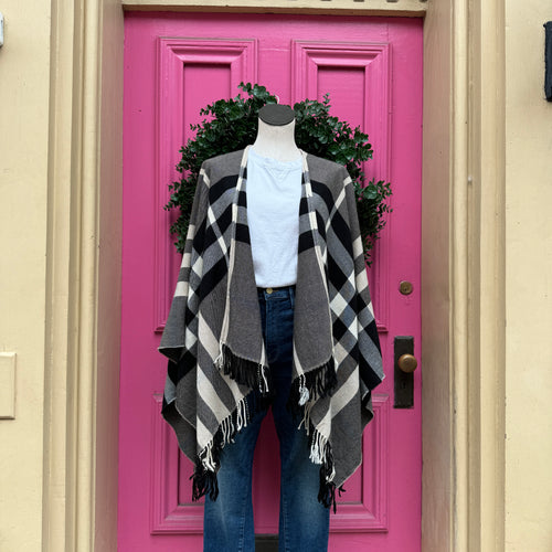 Burberry beige black blue lightweight plaid shawl one size