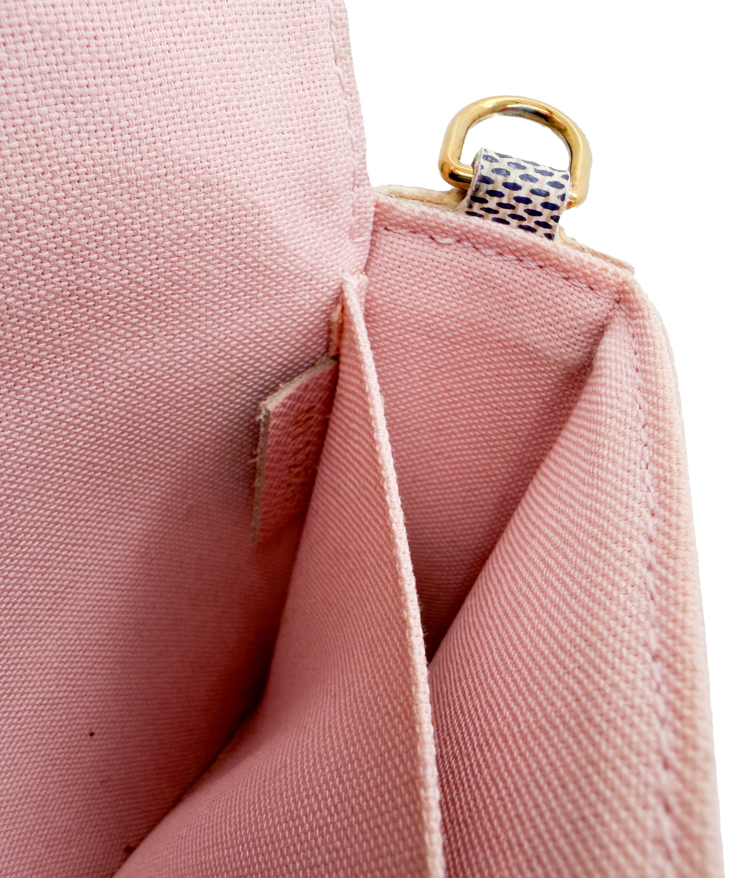 Louis Vuitton damier azur pochette Felicie chain wallet rose ballerine w/ inserts MI1250