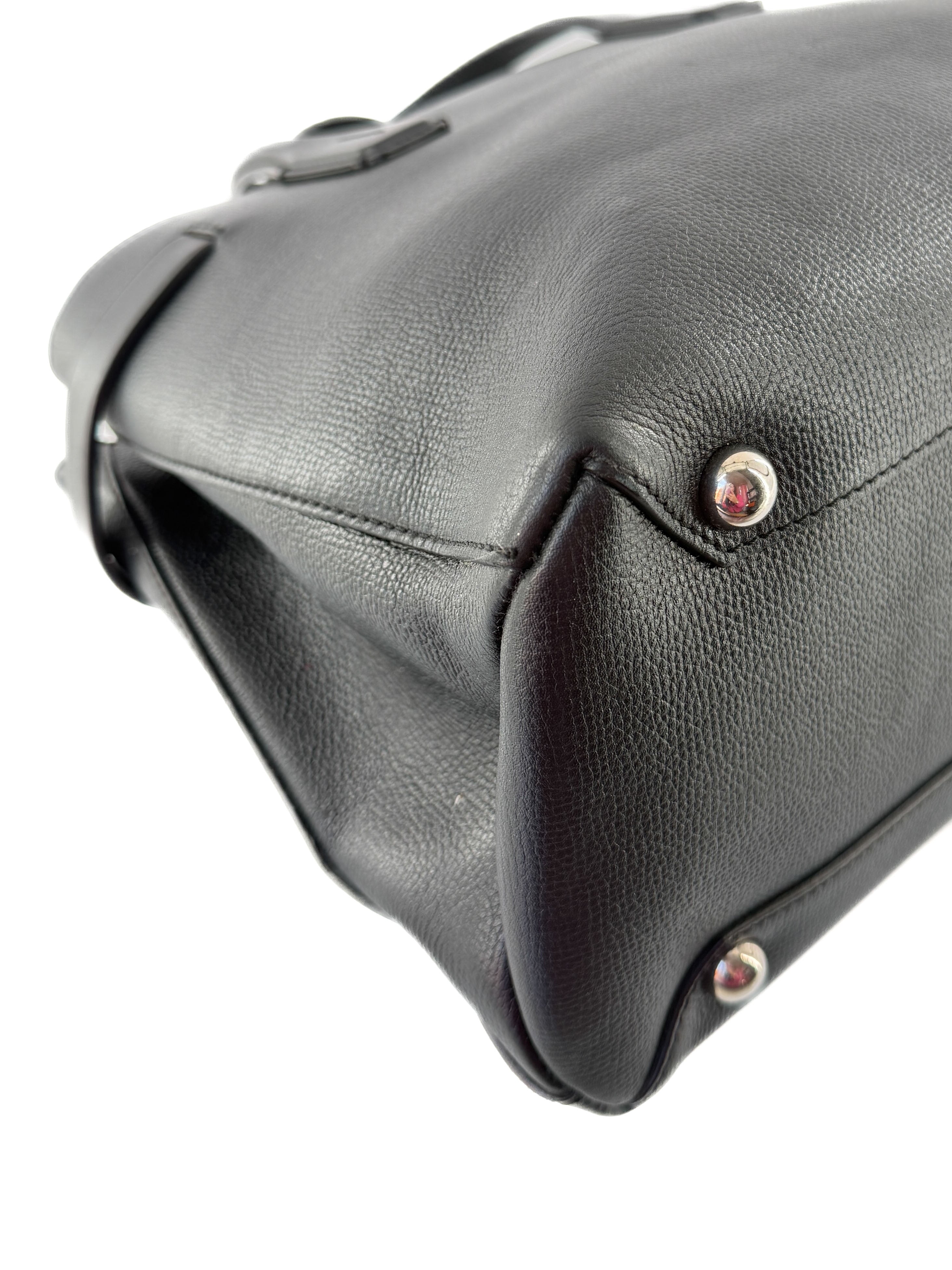 Burberry black house check grainy calfskin Banner bag