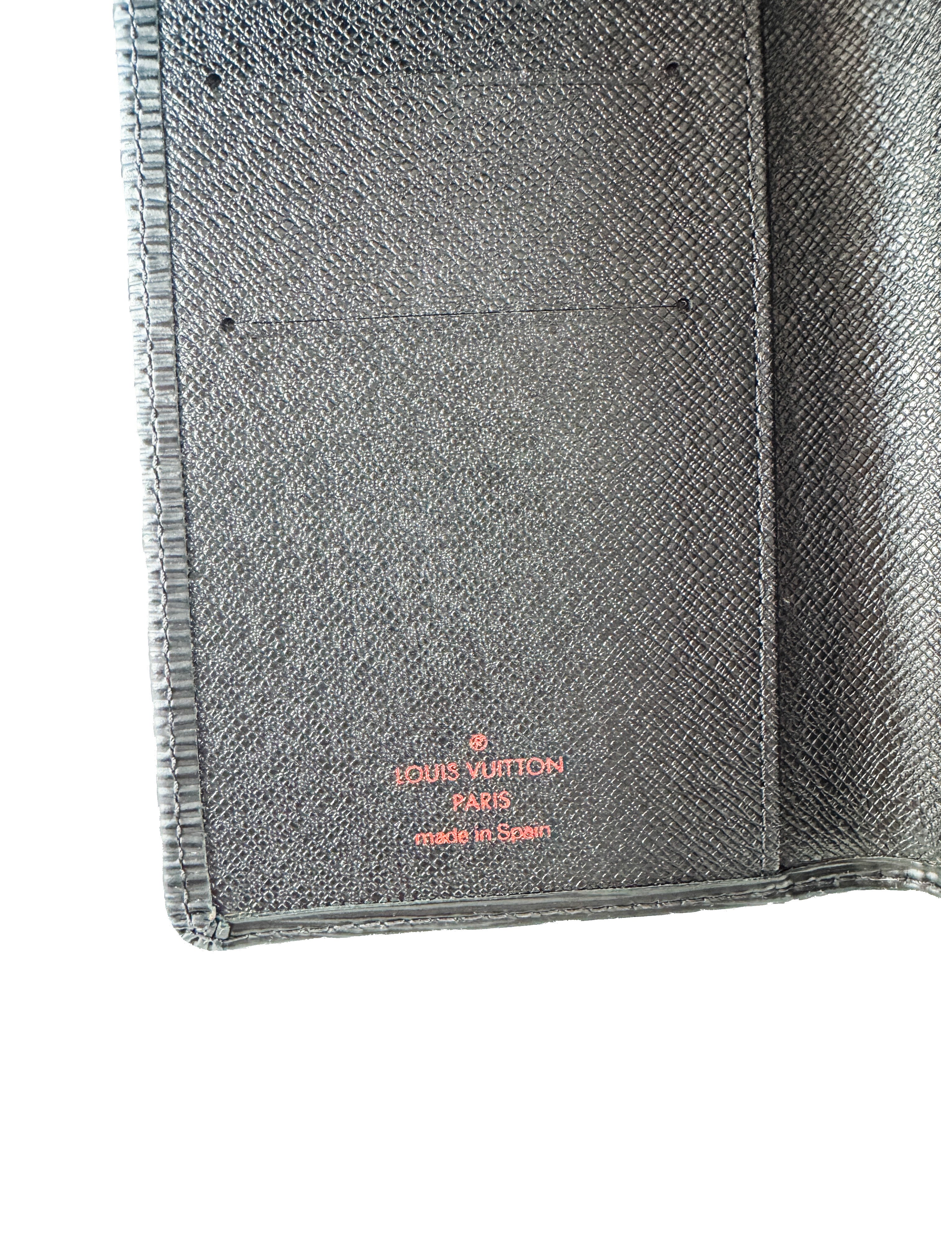 Louis Vuitton black epi Brazza slim wallet  CA0034