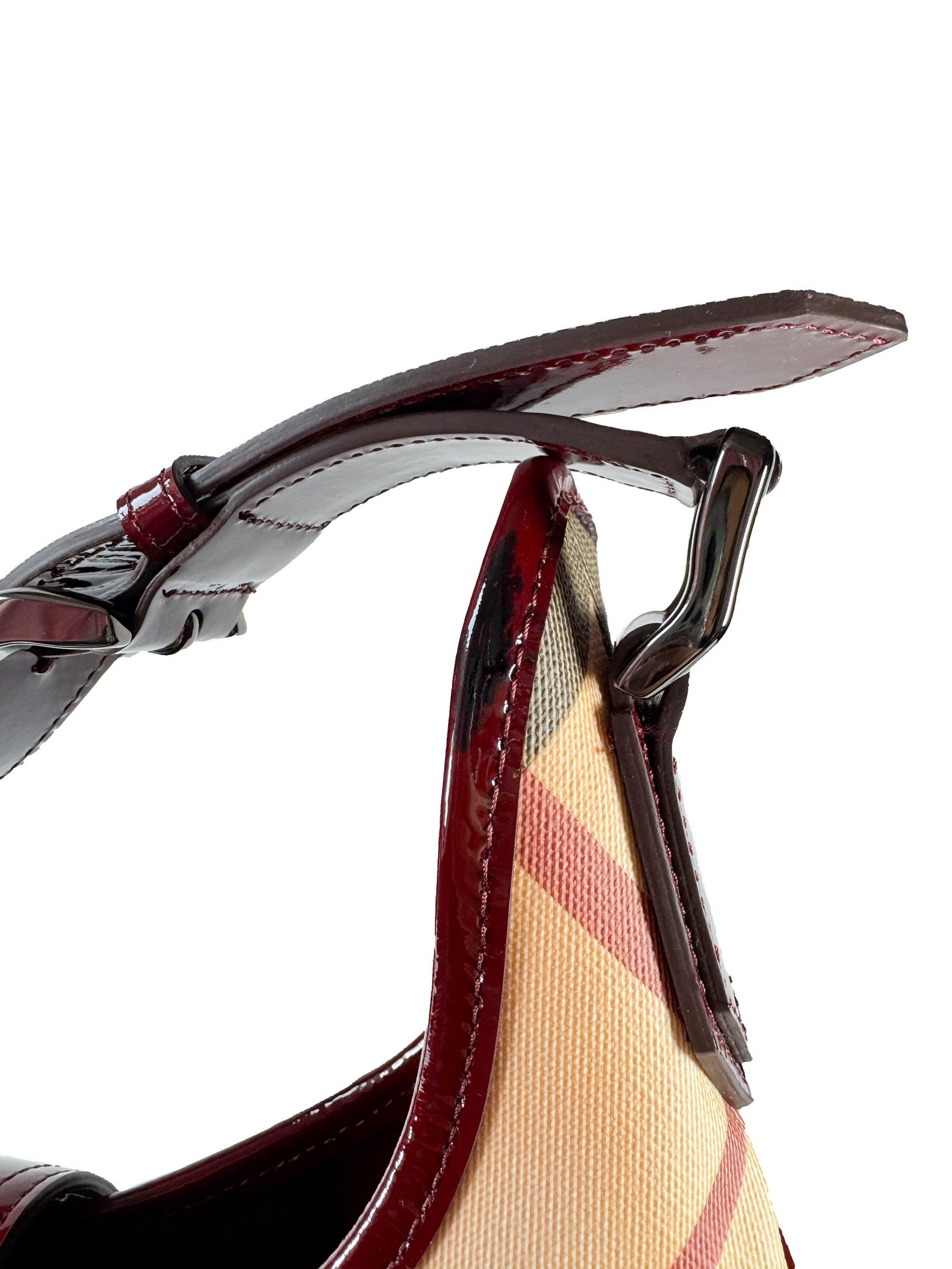 Burberry red patent leather Nova Brook medium hobo NWT