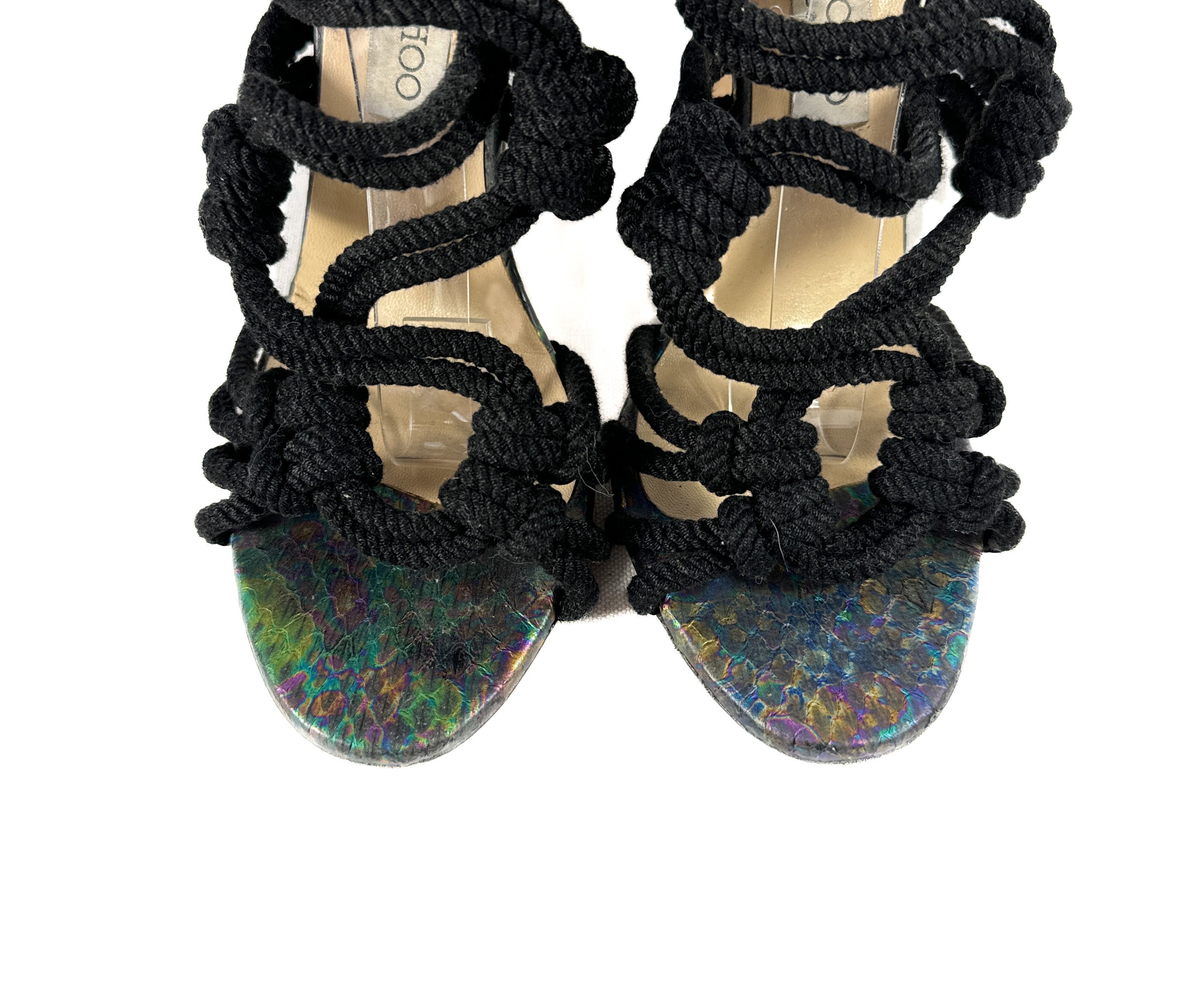 Jimmy Choo Kalmar braided rope heeled sandals size 39