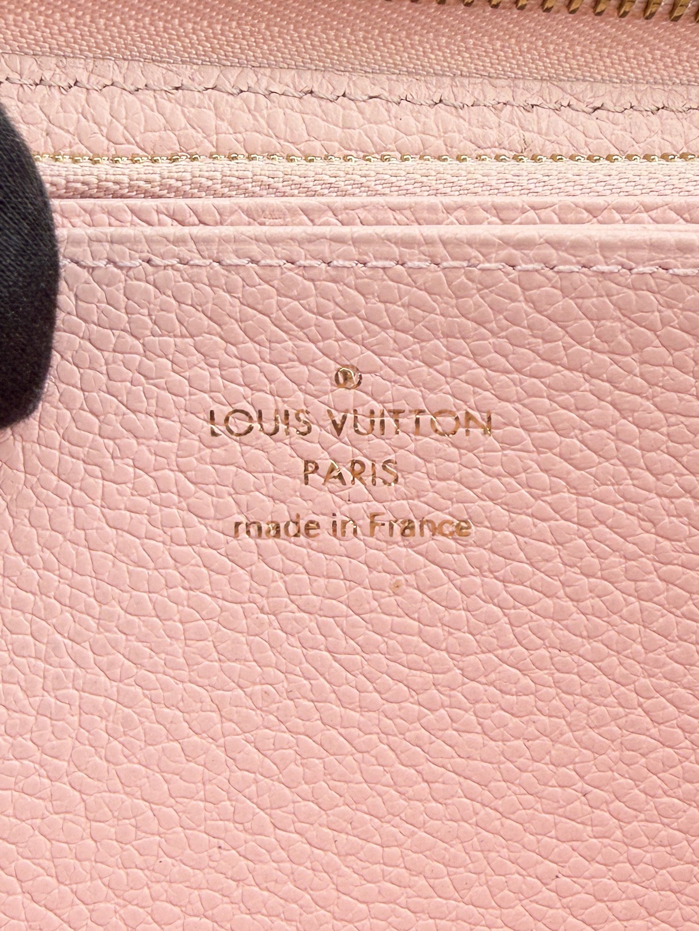 Louis Vuitton monogram pink empreinte zippy wallet bouton de rose SP0261