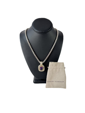 David Yurman sterling silver, 14k gold, Amethyst Albion pendant necklace