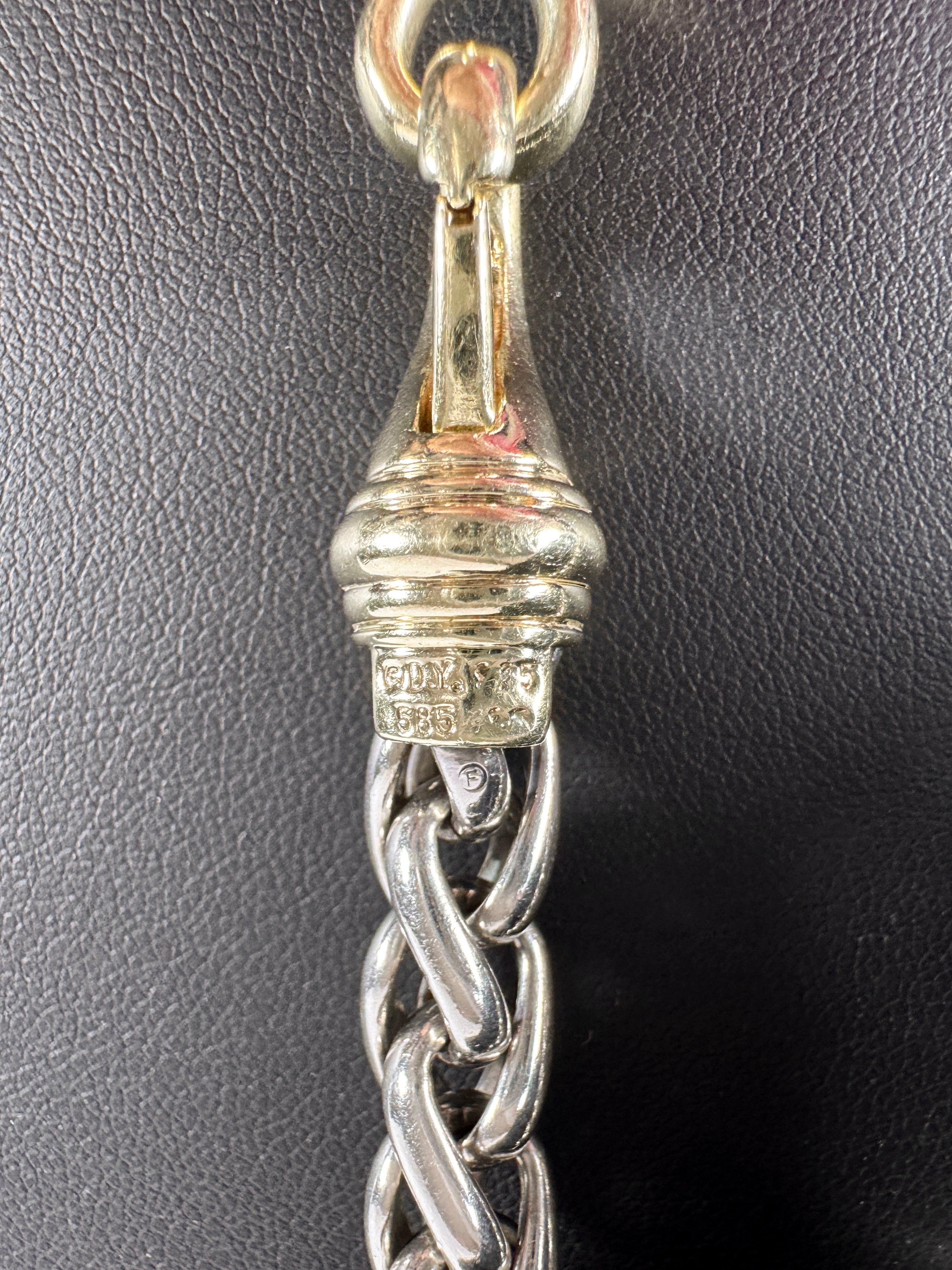 David Yurman sterling silver, 14k gold thick Wheat chain necklace