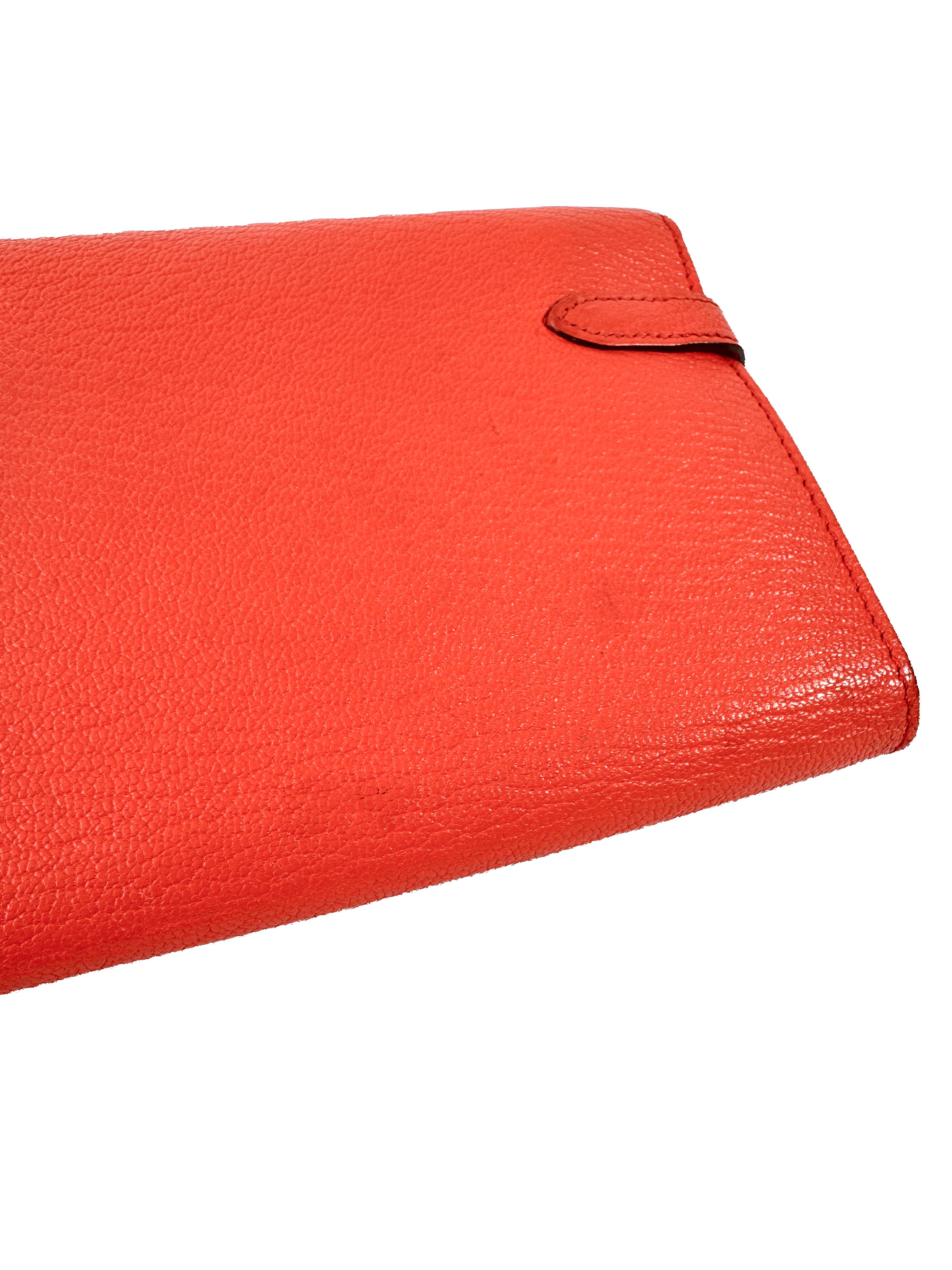 Hermès Kelly orange leather longue mysore wallet A stamp