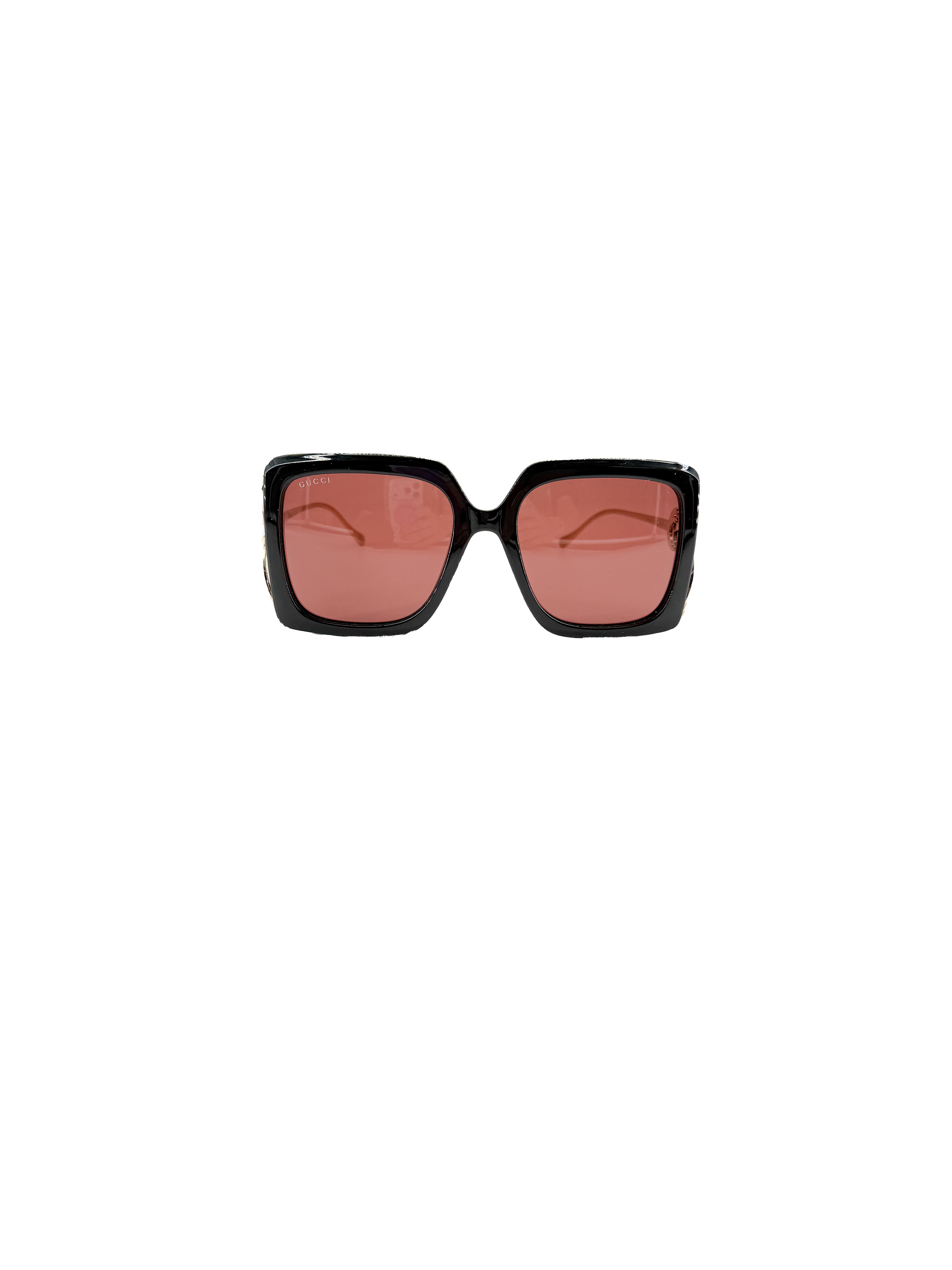 Gucci black gold oversized square sunglasses GG1324S CASE