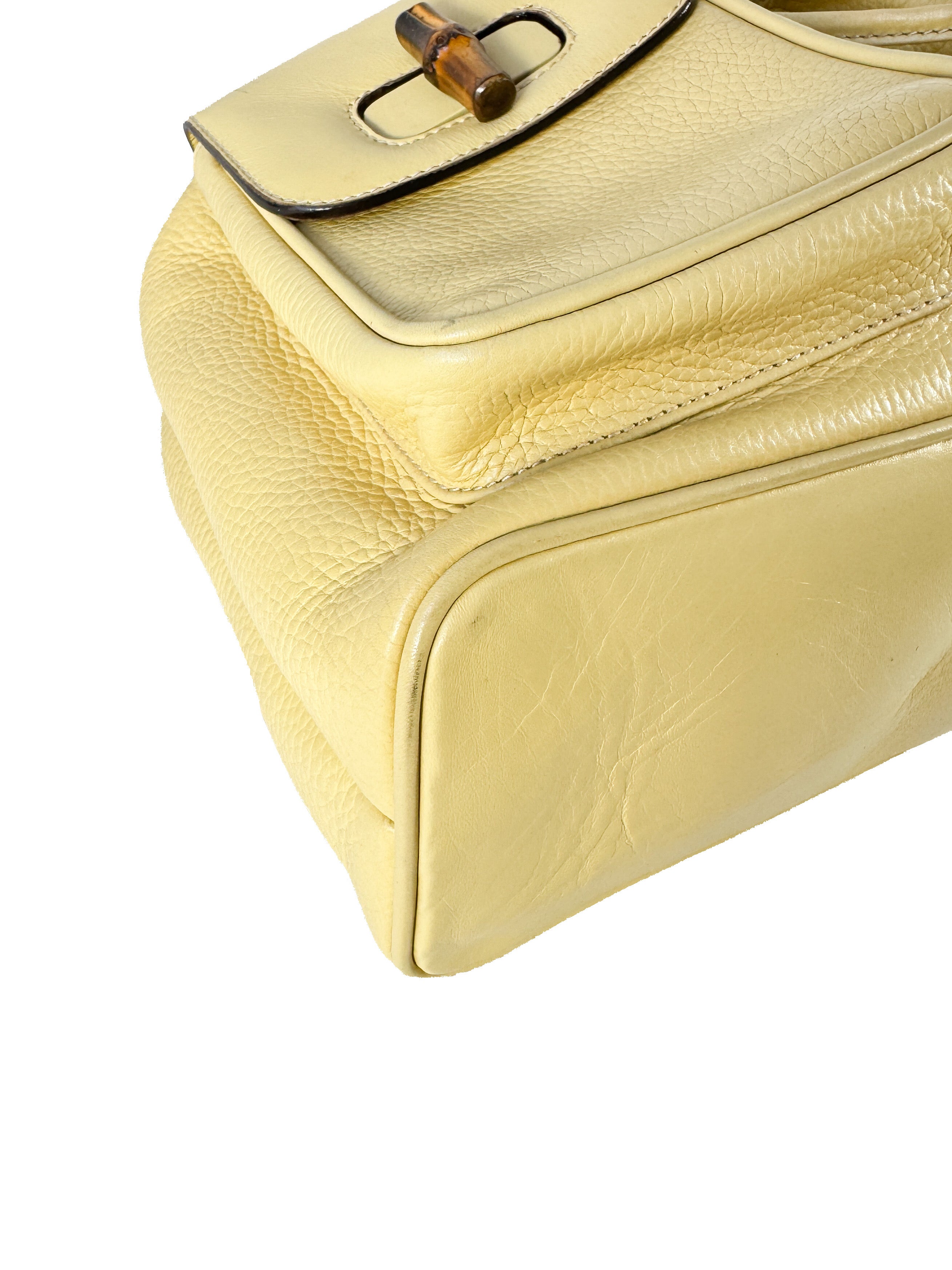 Gucci yellow leather vintage Bamboo backpack 003-58-0016
