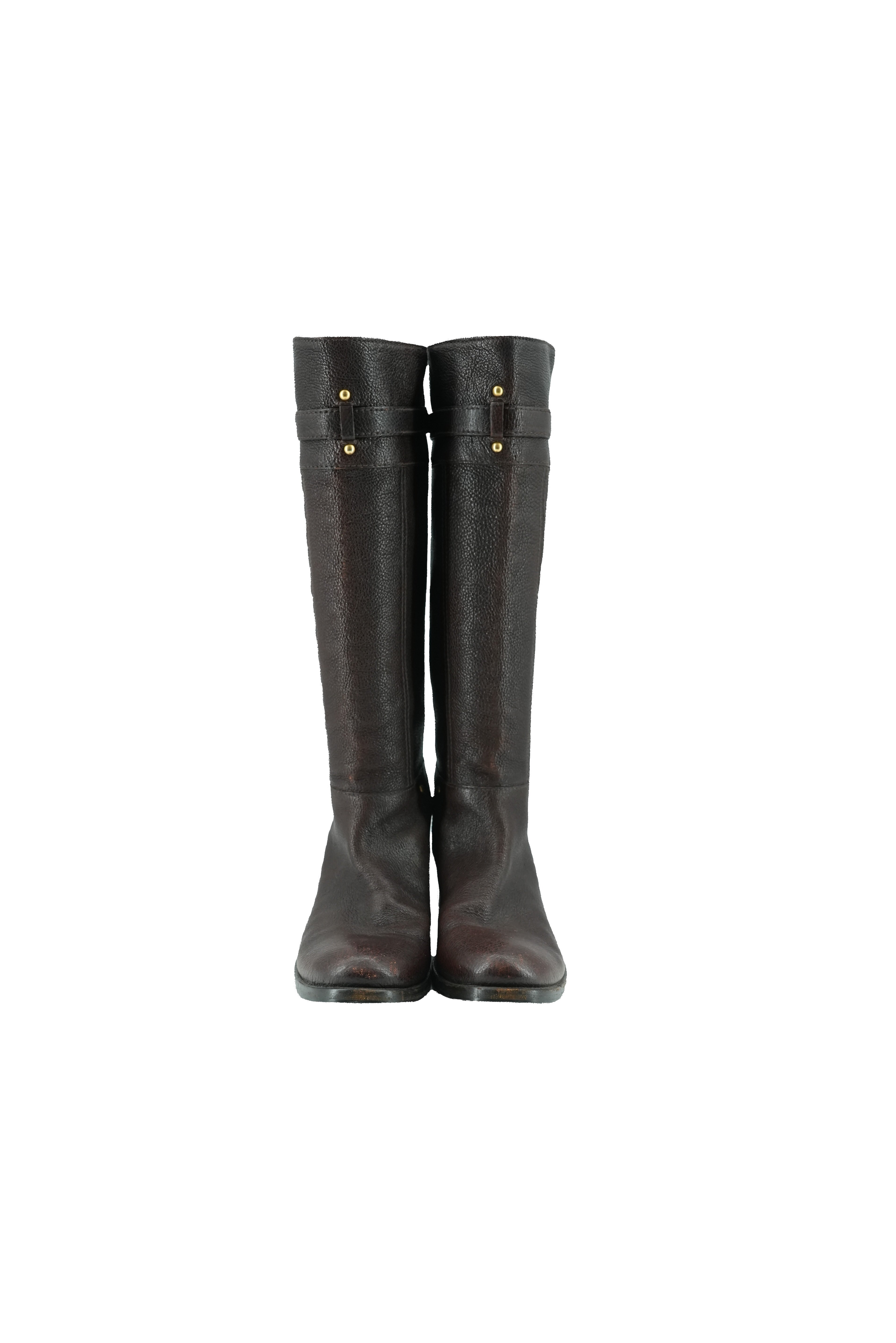 Prada brown leather riding boots size 38.5