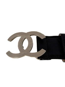 Chanel black smooth leather CC belt 85 34