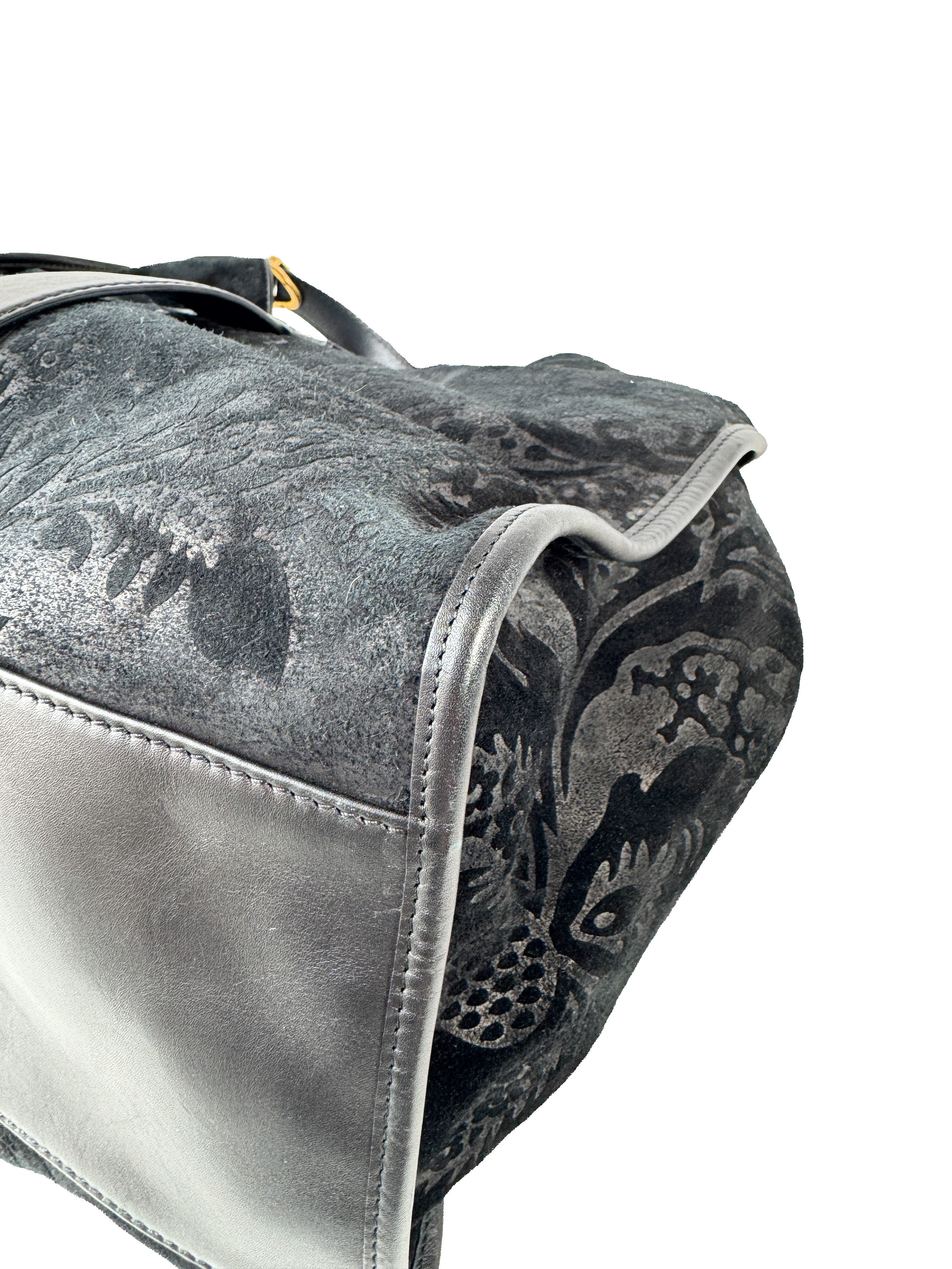 Gucci Black Soft Stirrup Tote Brocade Leather Large  296855002123