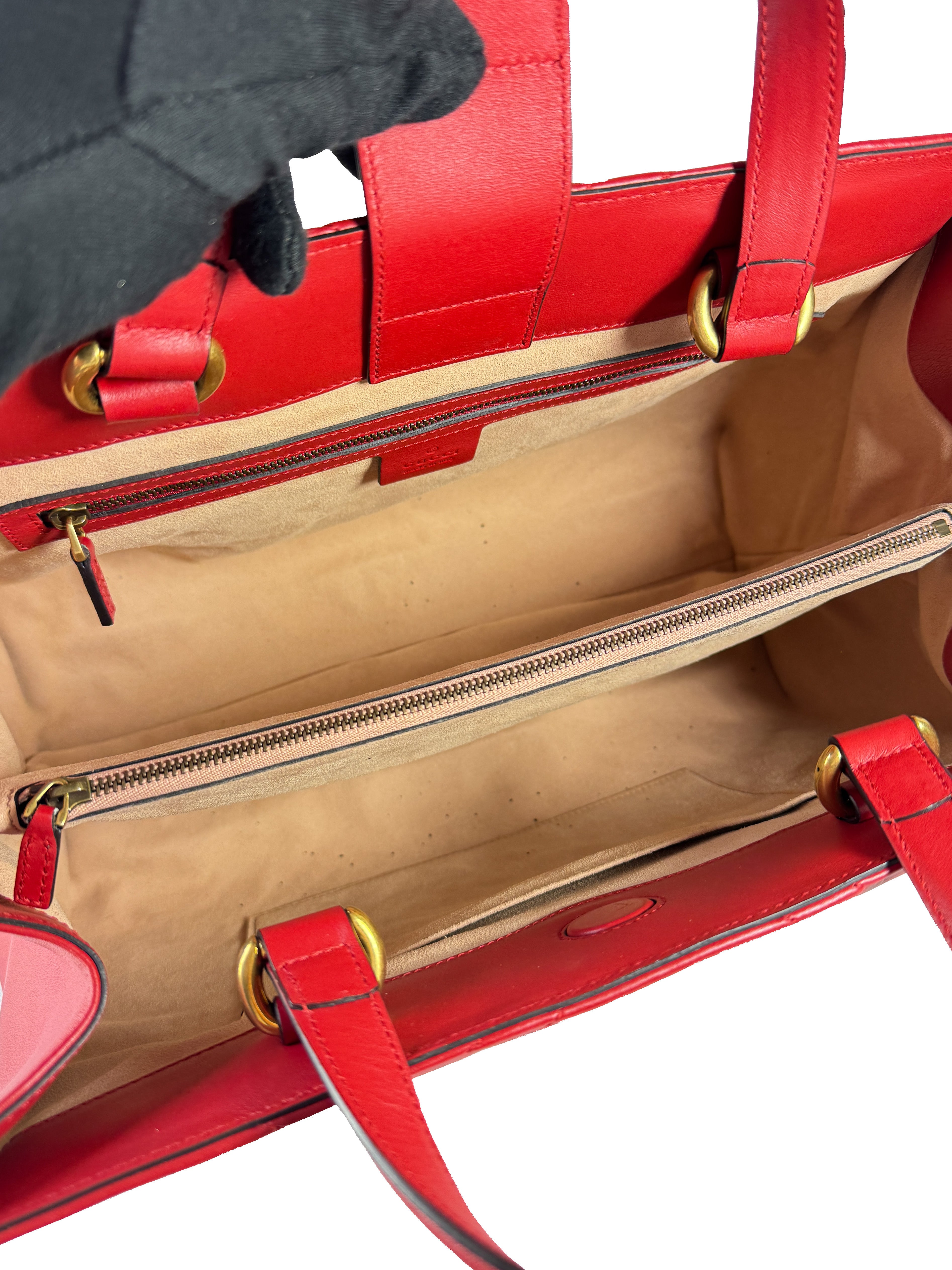 Gucci red leather GG Marmont Matelasse tote 525040