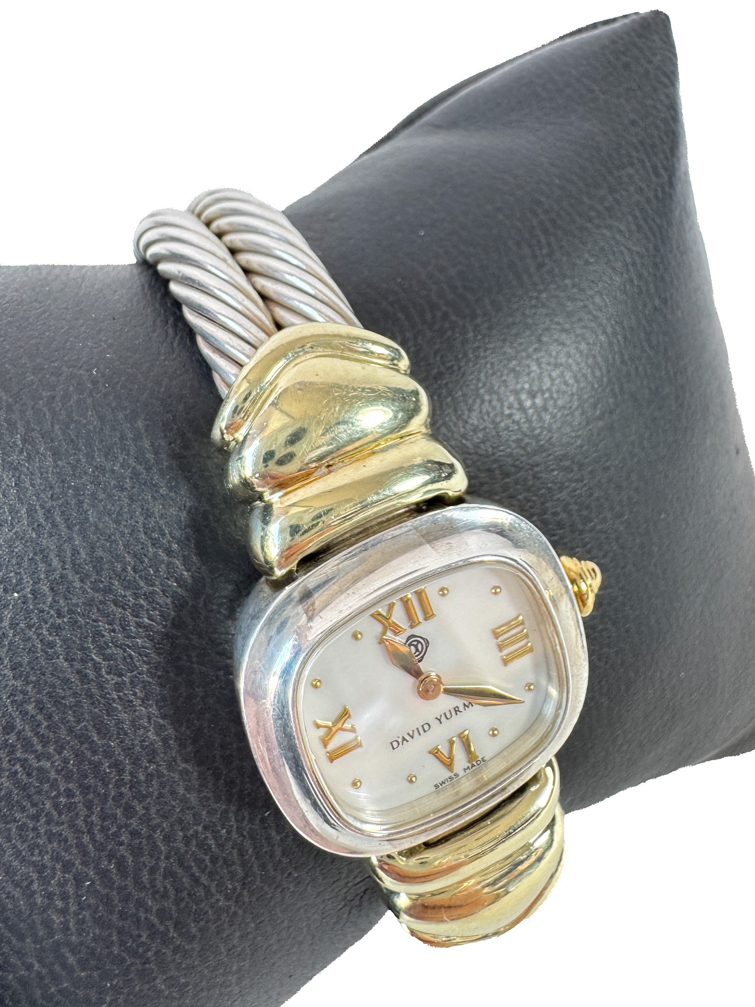 David Yurman sterling silver, 18k gold double cable watch