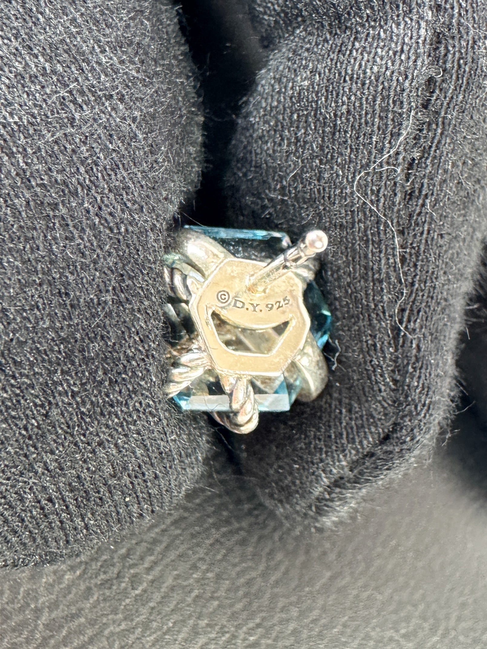 David Yurman sterling silver blue topaz & diamond cable wrap earrings current retail $995