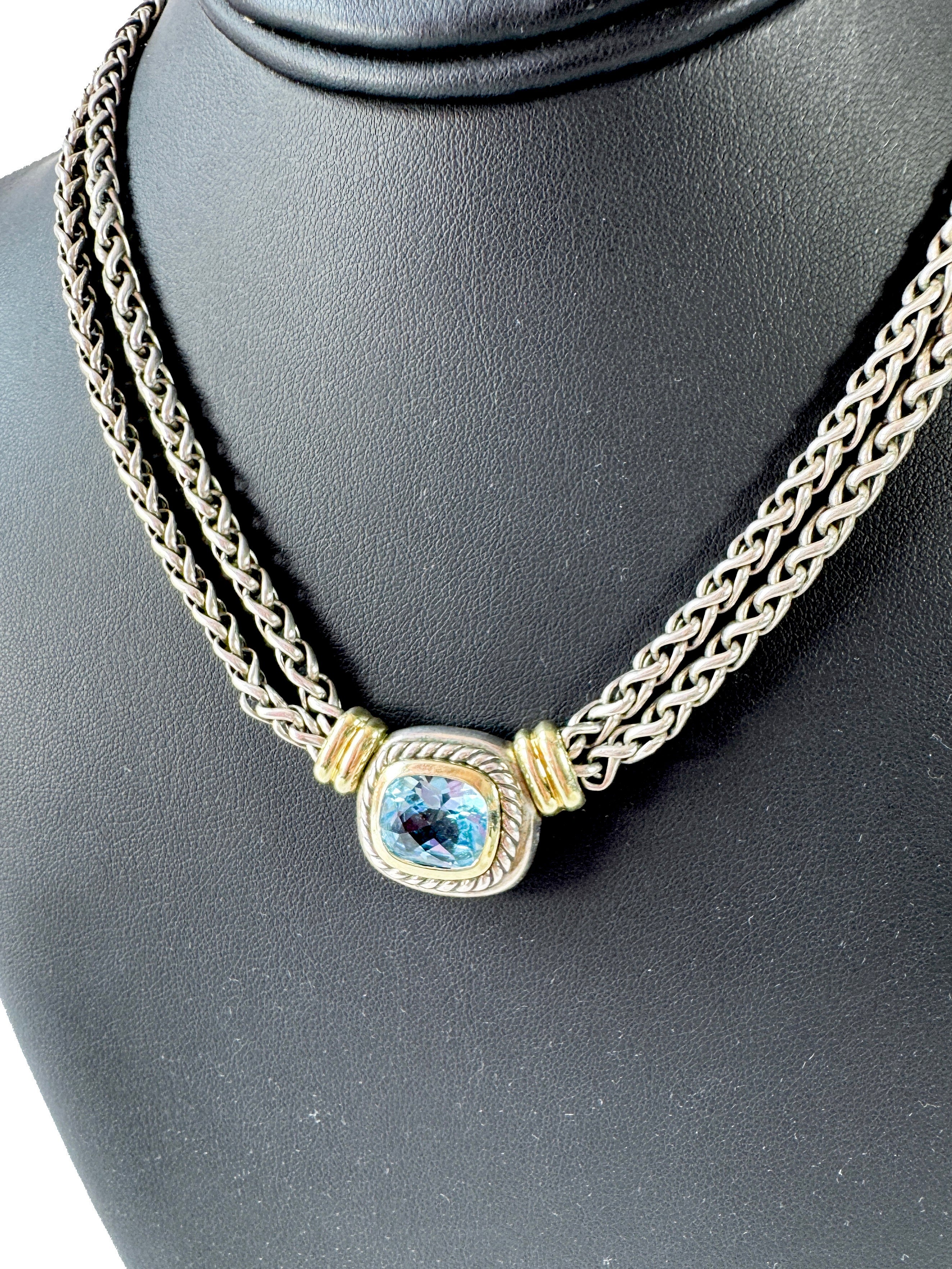 David Yurman Topaz Albion Double Wheat Chain Necklace