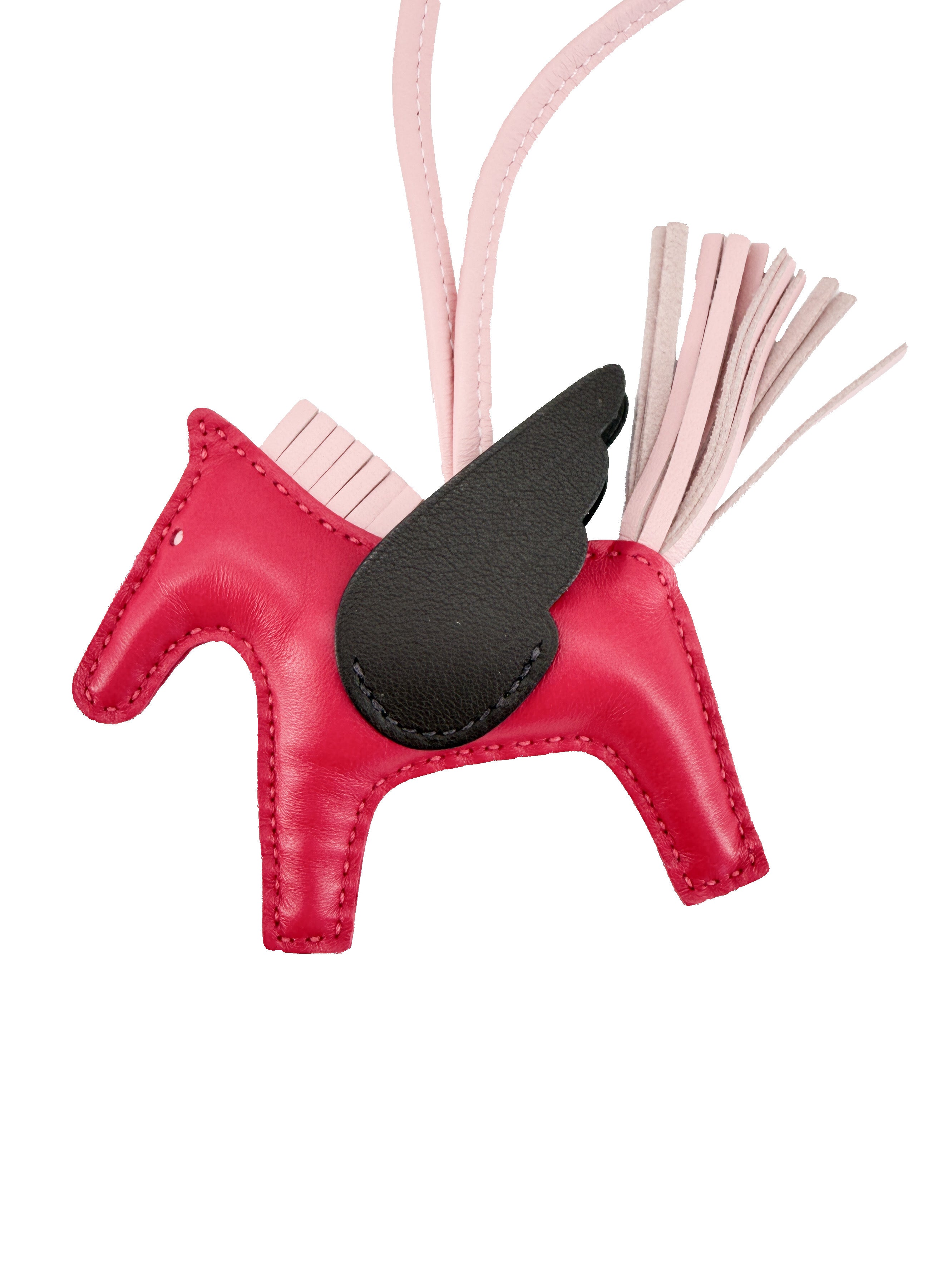 Hermès Rodeo Pegase horse bag charm framboise rose sakura rogue sellier Z AM