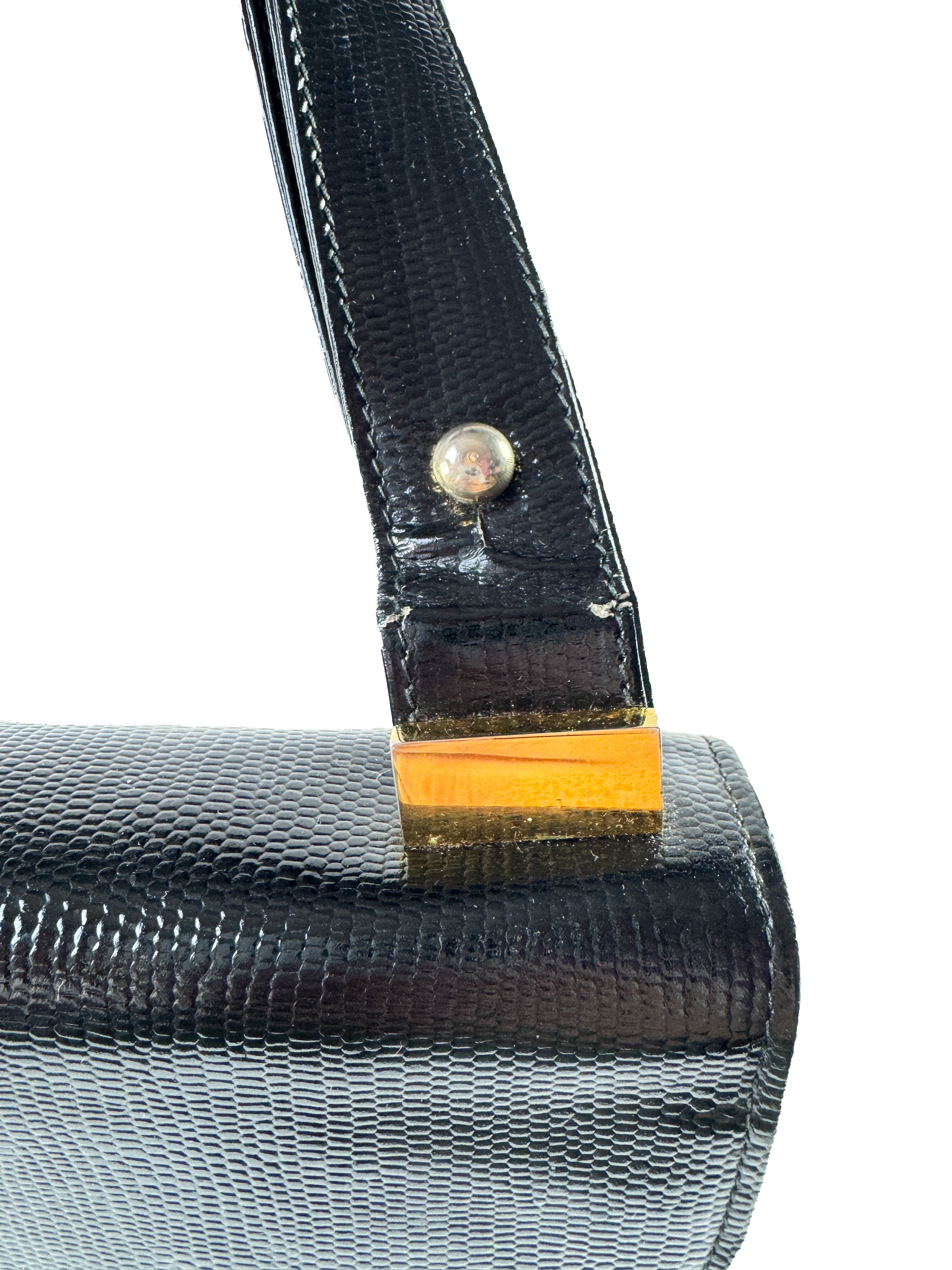 Salvatore Ferragamo black suede/lizard vintage shoulder bag