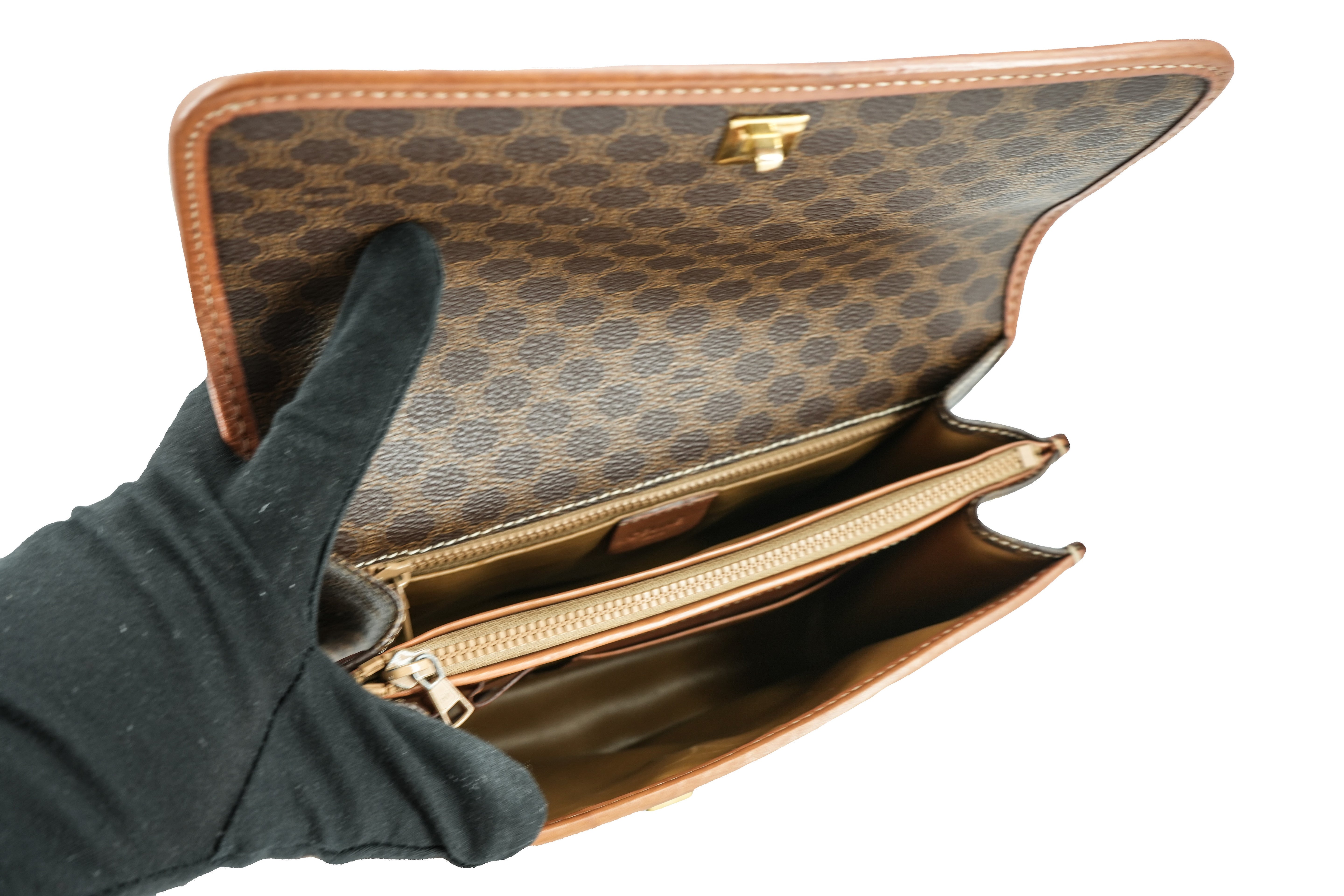 Celine vintage brown macadam wristlet M07