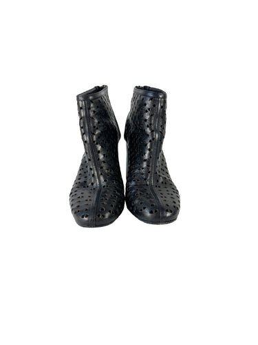 Hermès black leather Milady laser cut booties size 37 (7)