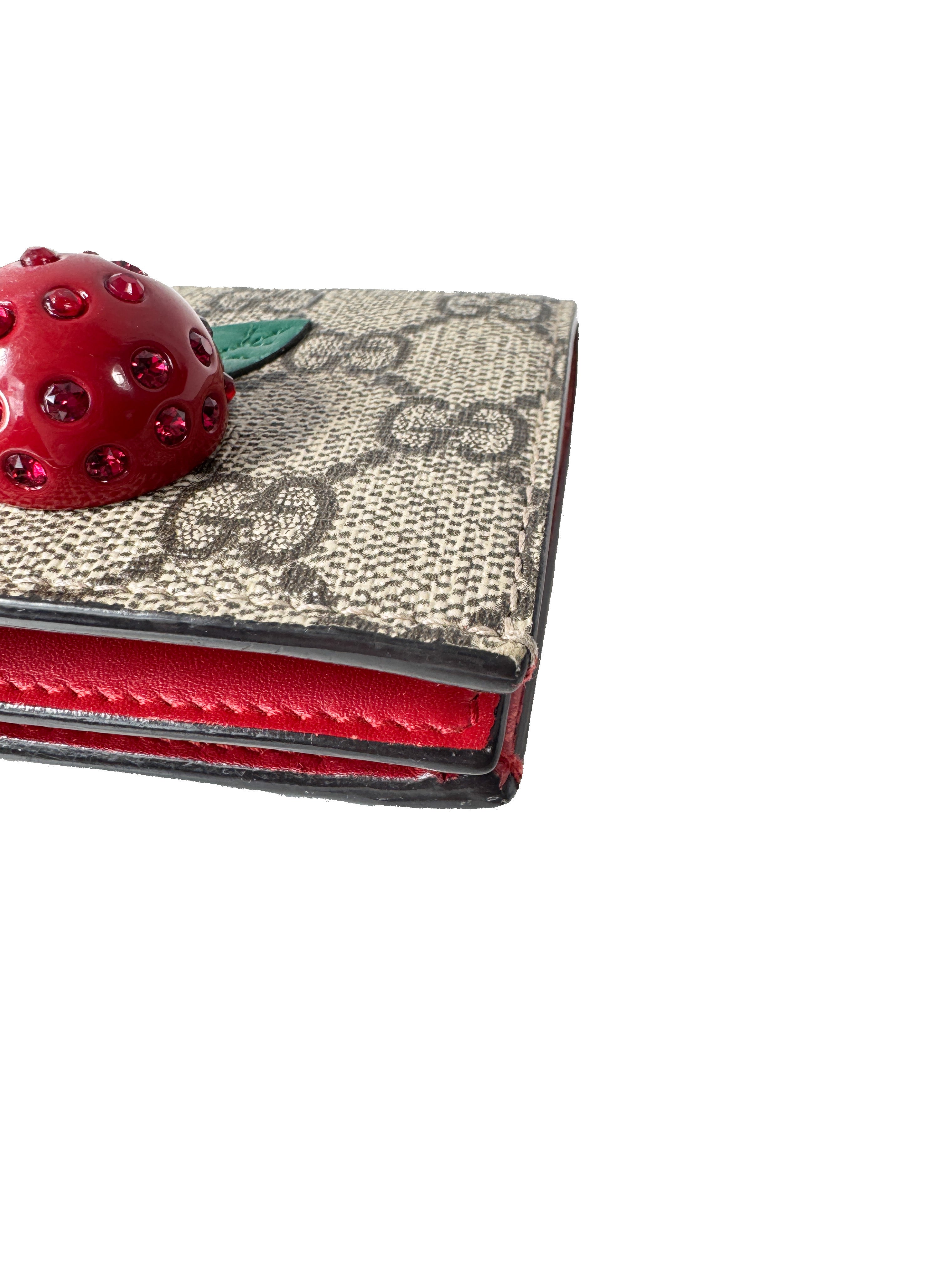 Gucci GG Supreme signature cherry cardholder wallet 476050-1147