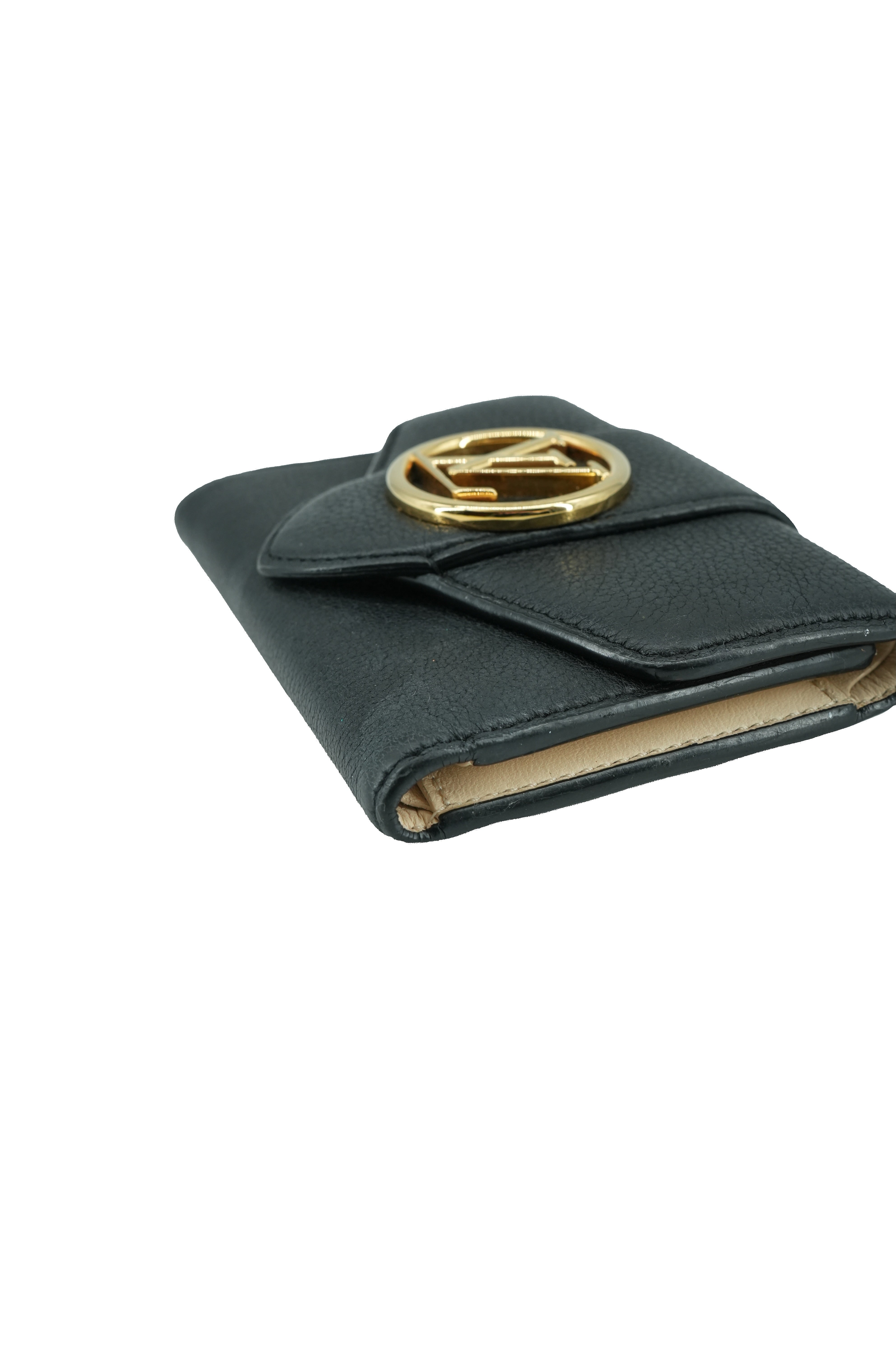Louis Vuitton black leather Pont 9 compact wallet NFC