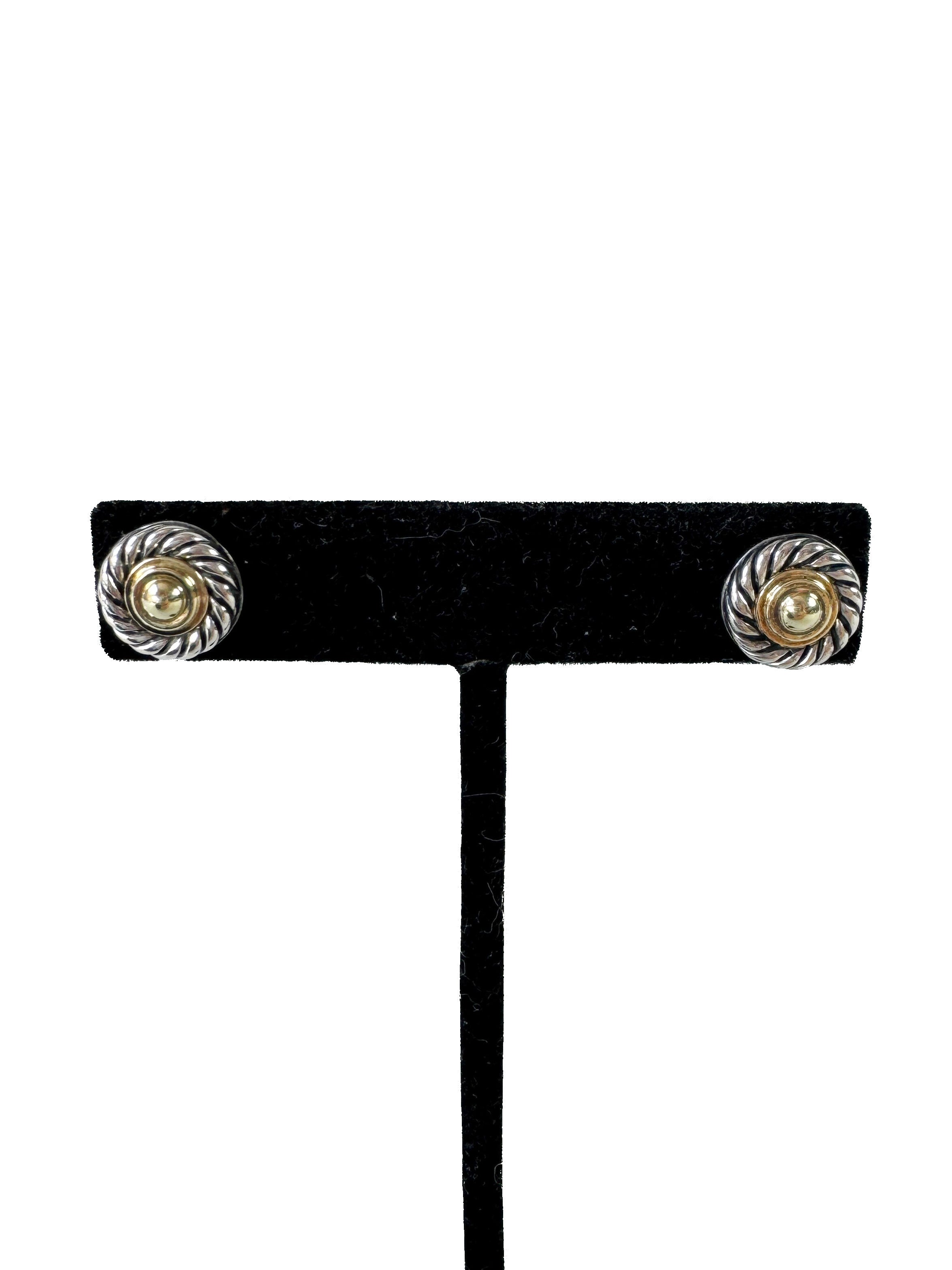 David Yurman sterling silver gold cookie stud earrings