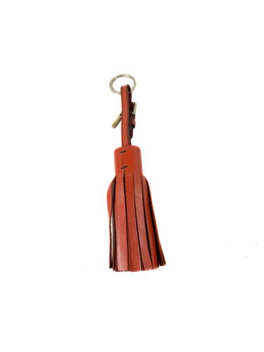 Burberry orange leather tassel keychain