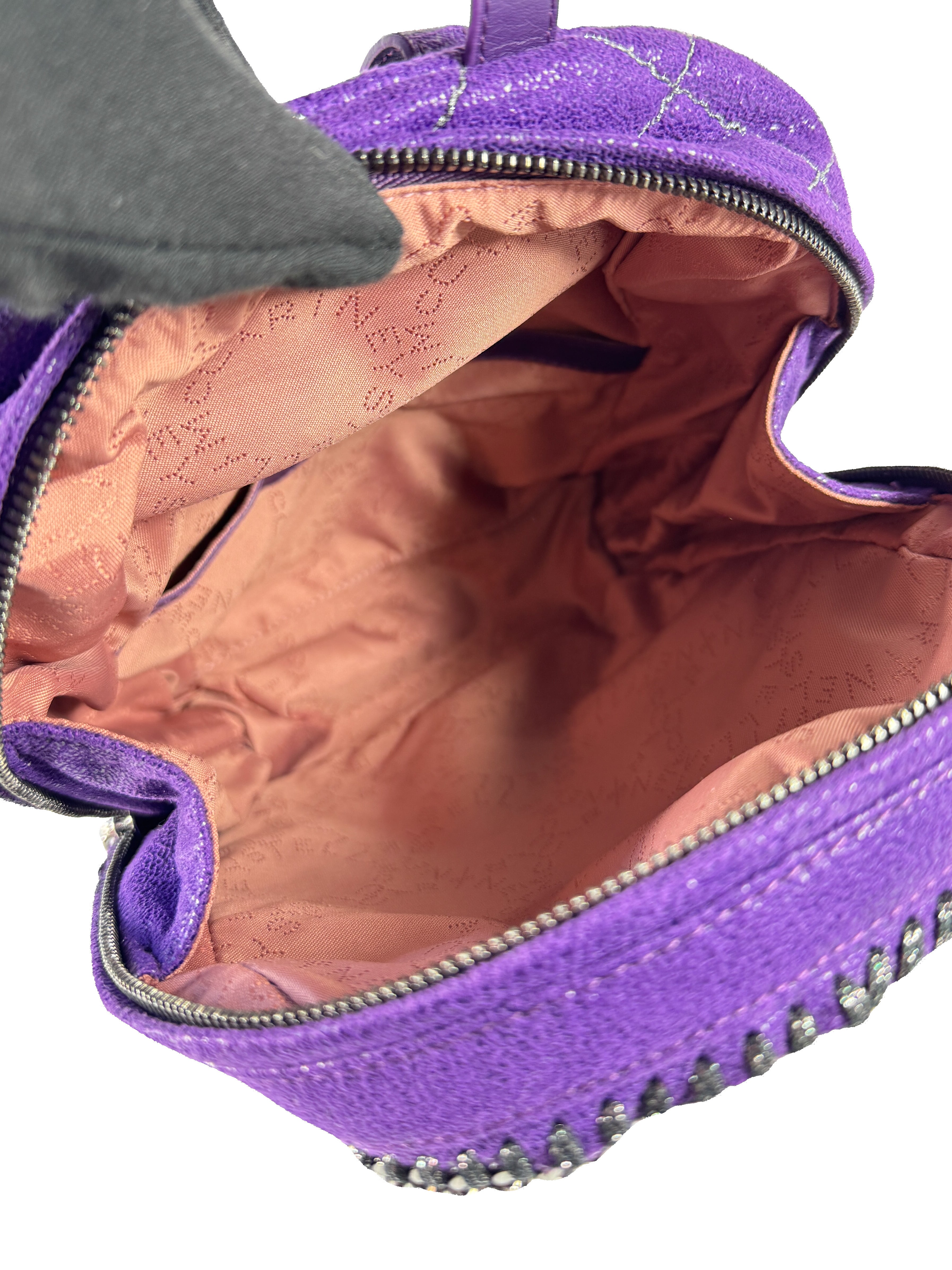 Stella McCartney purple Falabella shaggy deer mini backpack W9477