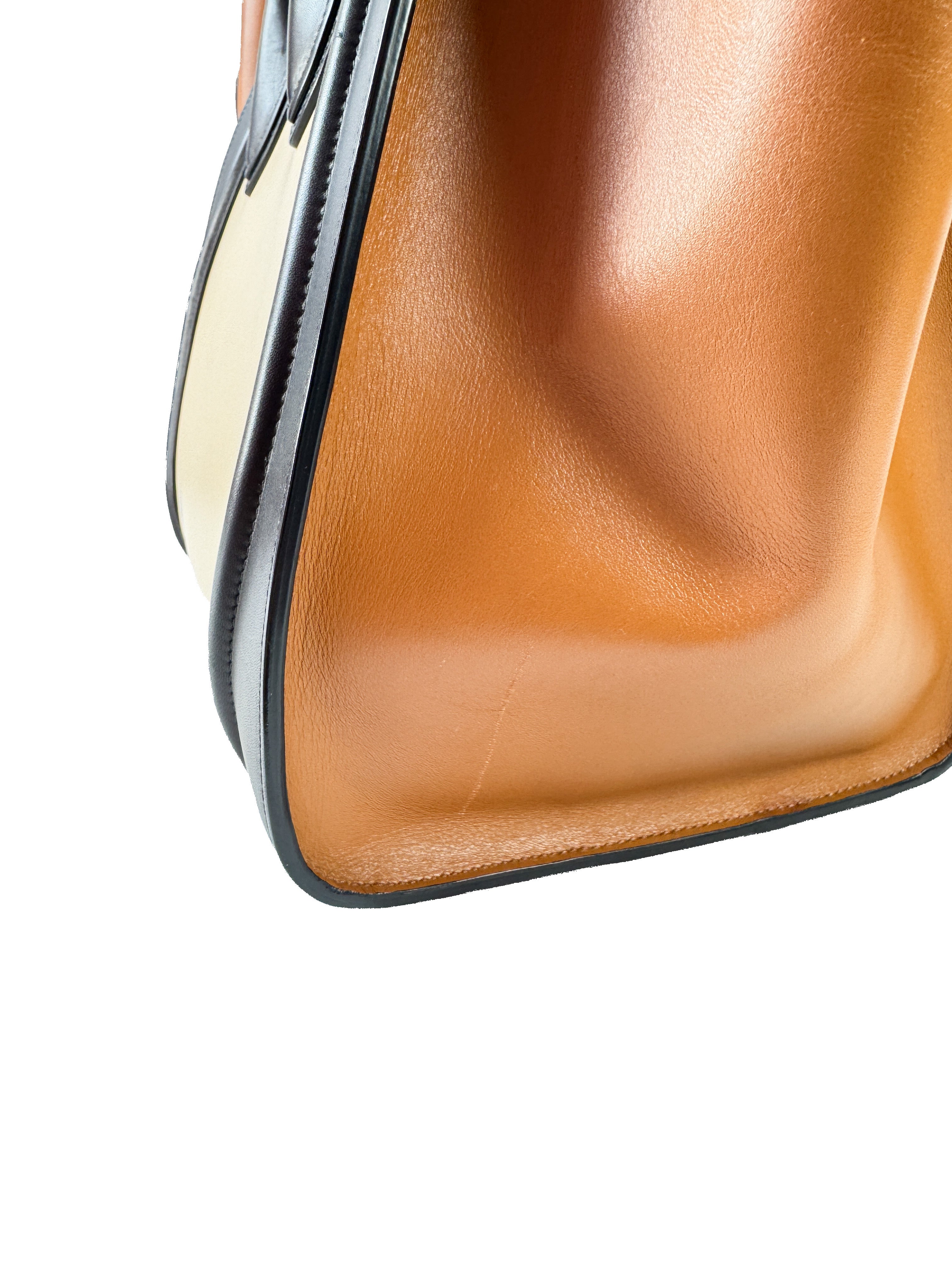 Celine Tricolor cream/black/brown Luggage Bag Leather Mini F-CU-0144