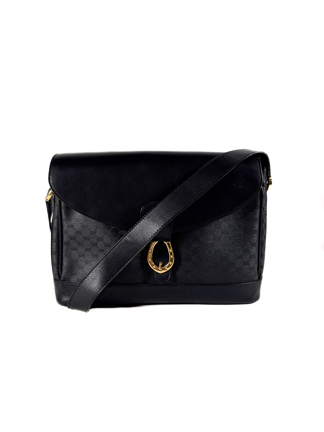 Gucci black micro GG horseshoe shoulder bag 001-86-1198