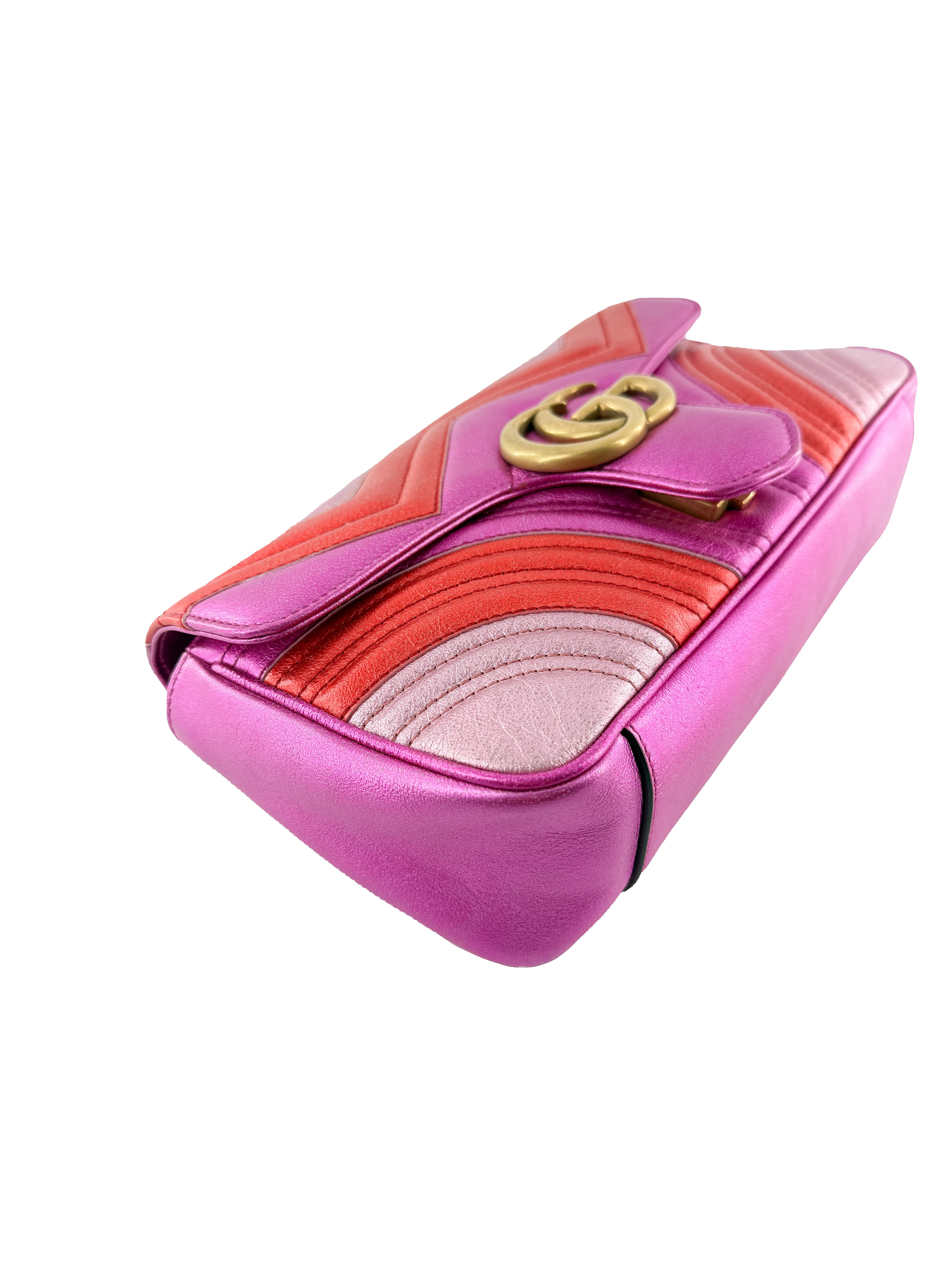 Gucci GG Marmont Flap Bag Matelasse Leather Small pink 443497486628