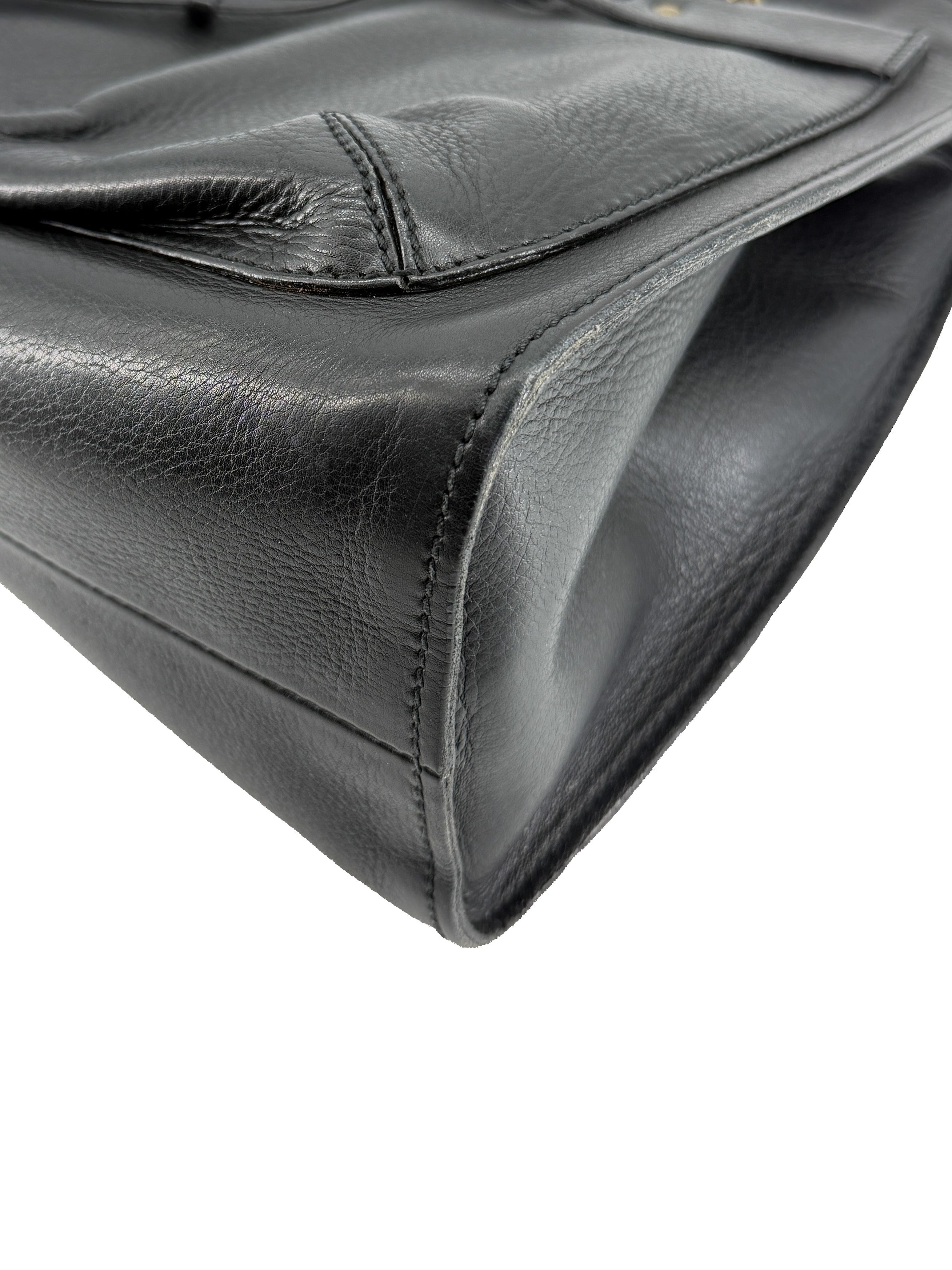 Gucci black leather Bamboo handle bag 109138 002058