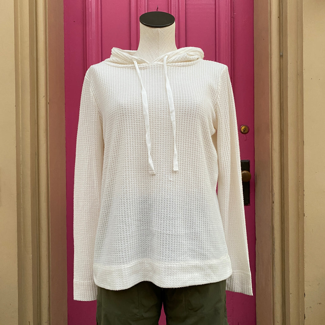 Ann Taylor LOFT cream waffle knit long sleeve top size S