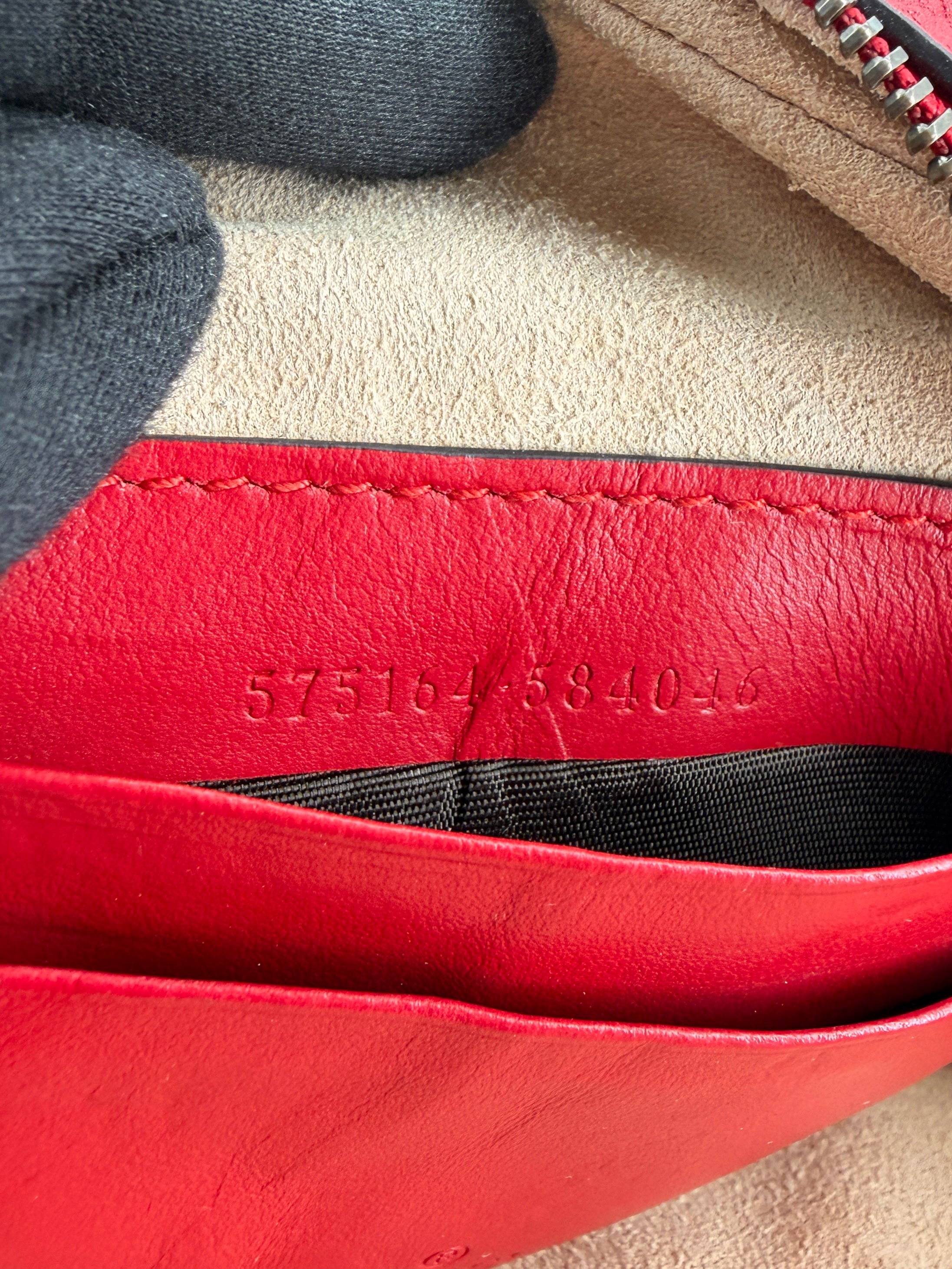 Gucci red Marmont GG wristlet 575164-584046