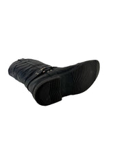 Chanel black Oily Calfskin Star Quilted Biker Boots 38.5 IG30209 *as is*