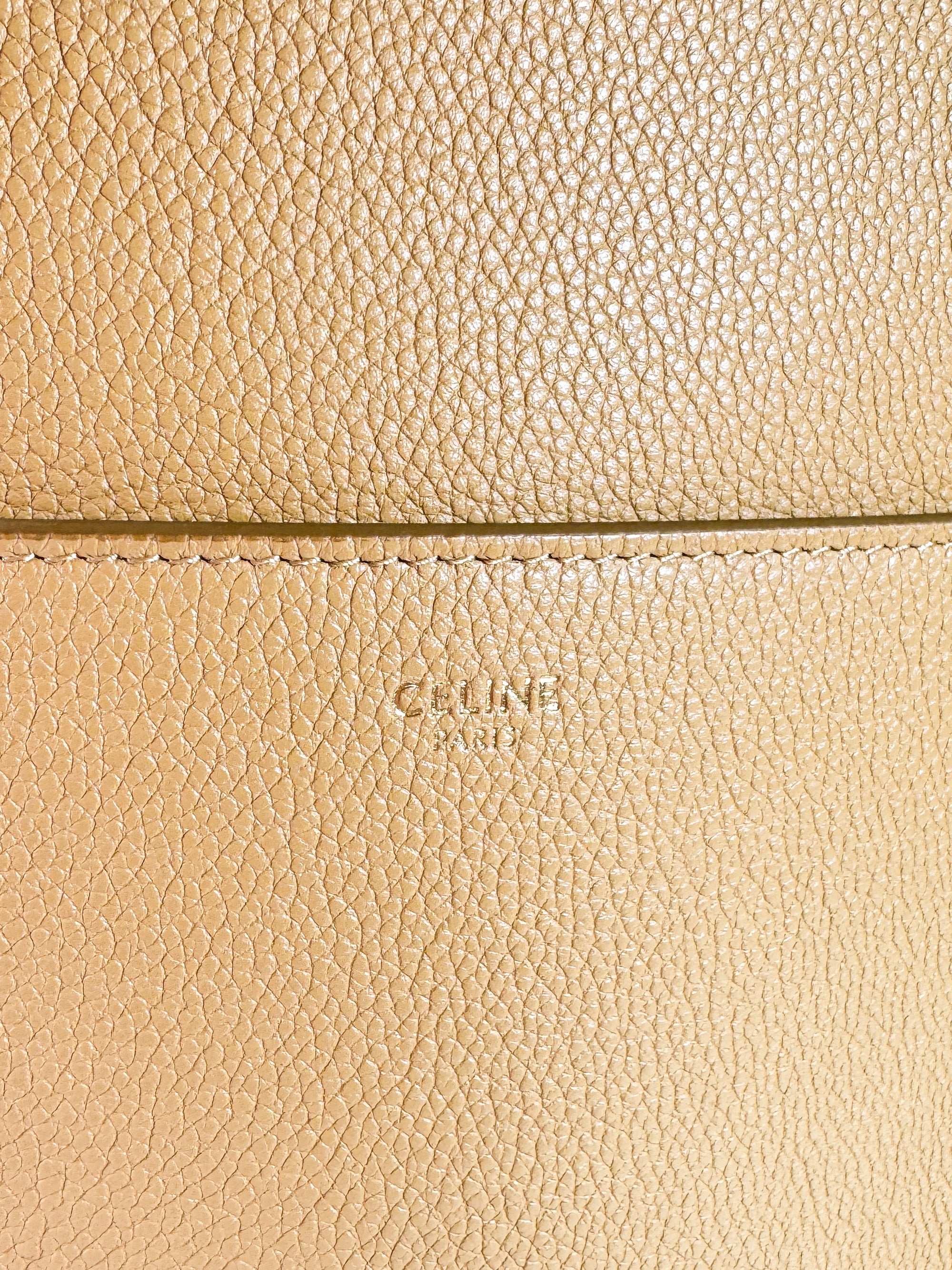 Celine honey beige leather Sangle Seau large U-GM-0159